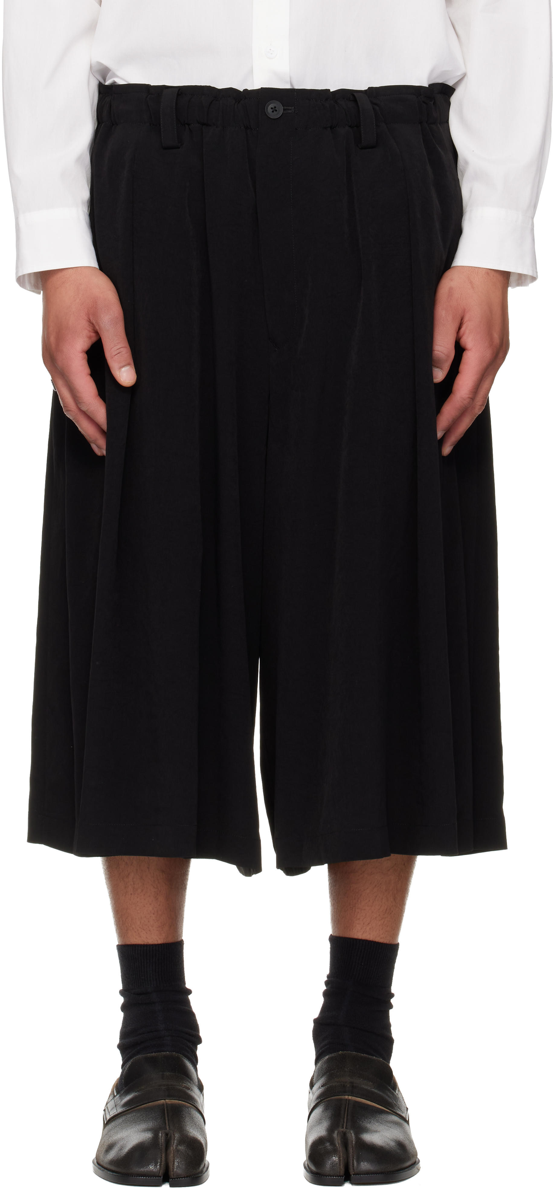 YOHJI YAMAMOTO: Black 8 Tucks Trousers | SSENSE