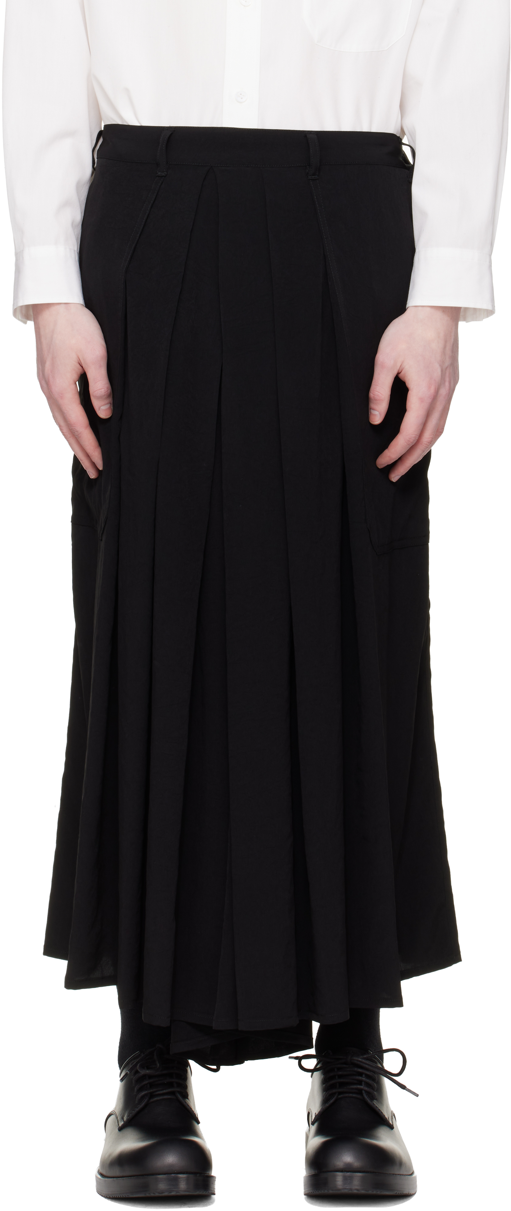 Black TA Tuxedo Hakama Trousers by YOHJI YAMAMOTO on Sale