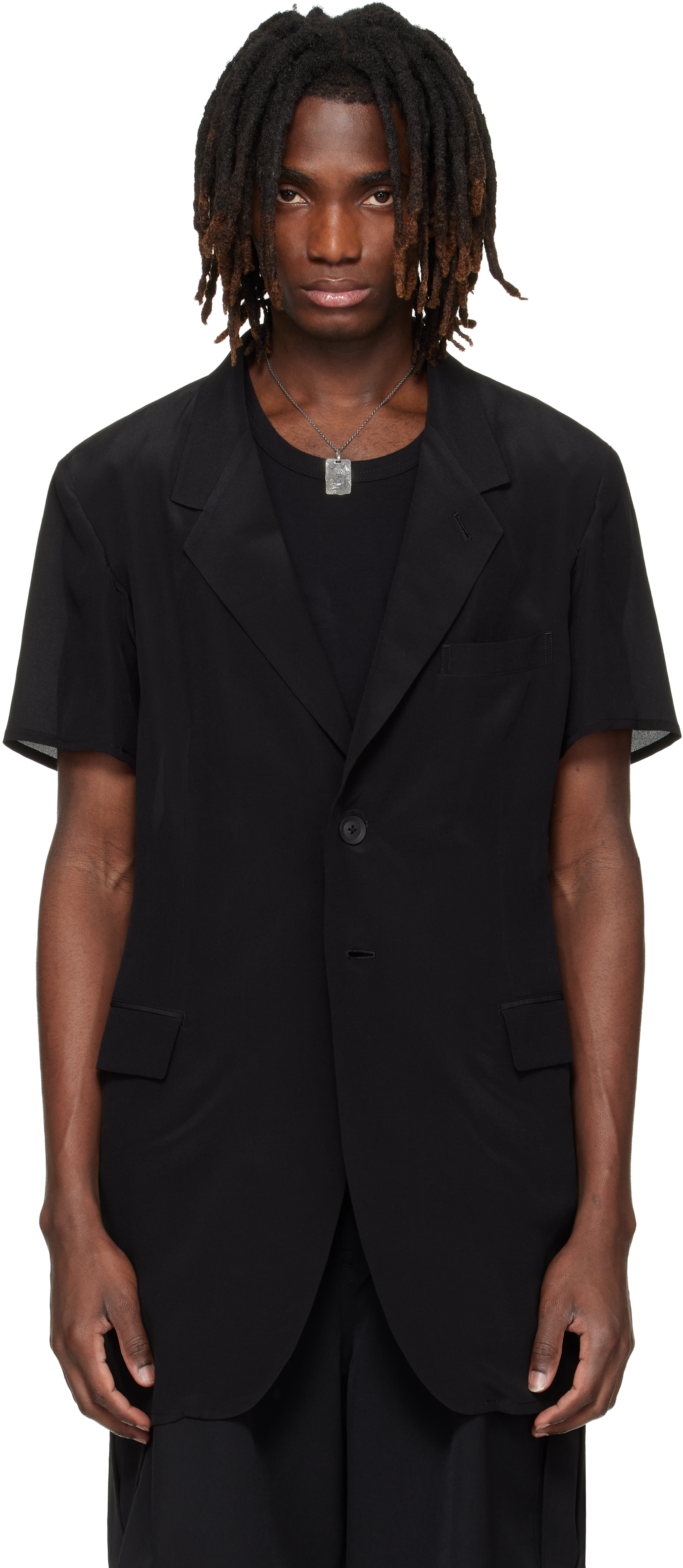 YOHJI YAMAMOTO: ブラック 半袖 テーラードジャケット | SSENSE 日本