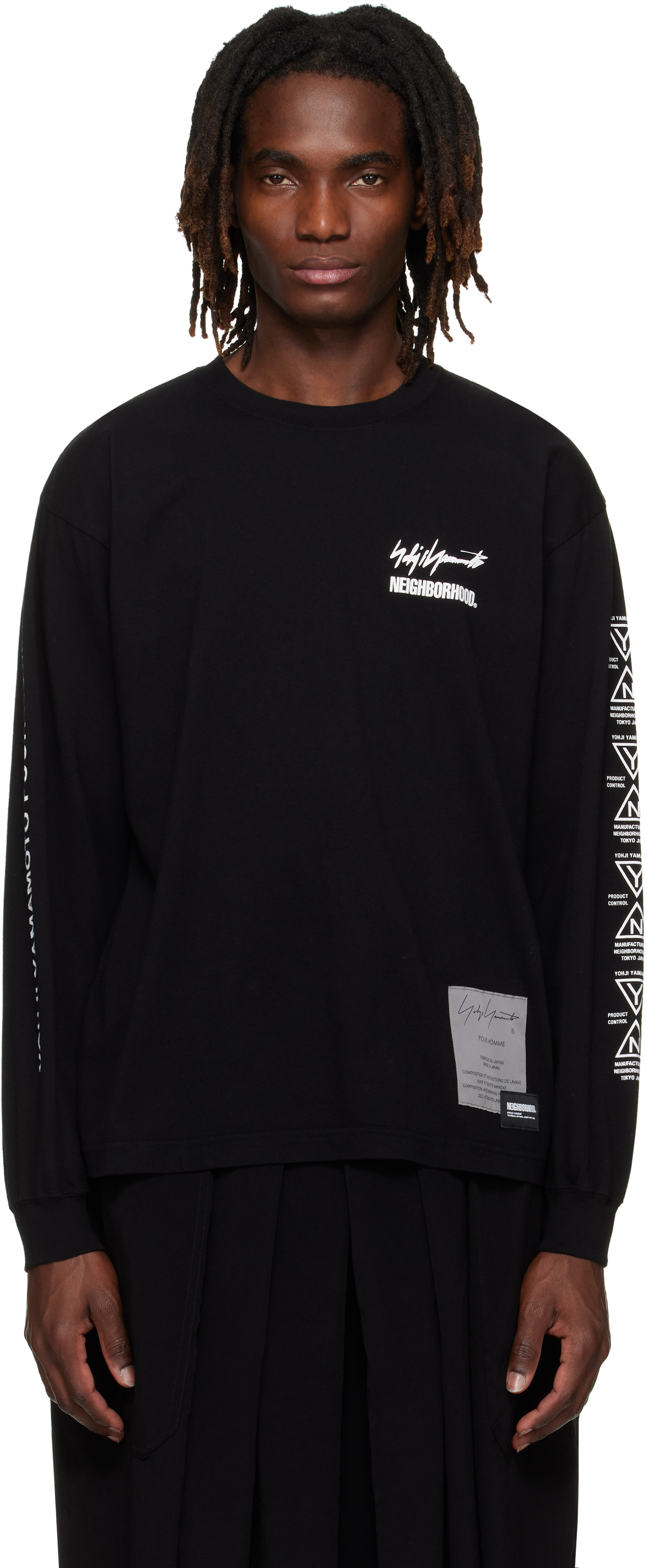 YOHJI YAMAMOTO: ブラック NEIGHBORHOODエディション LS Tシャツ