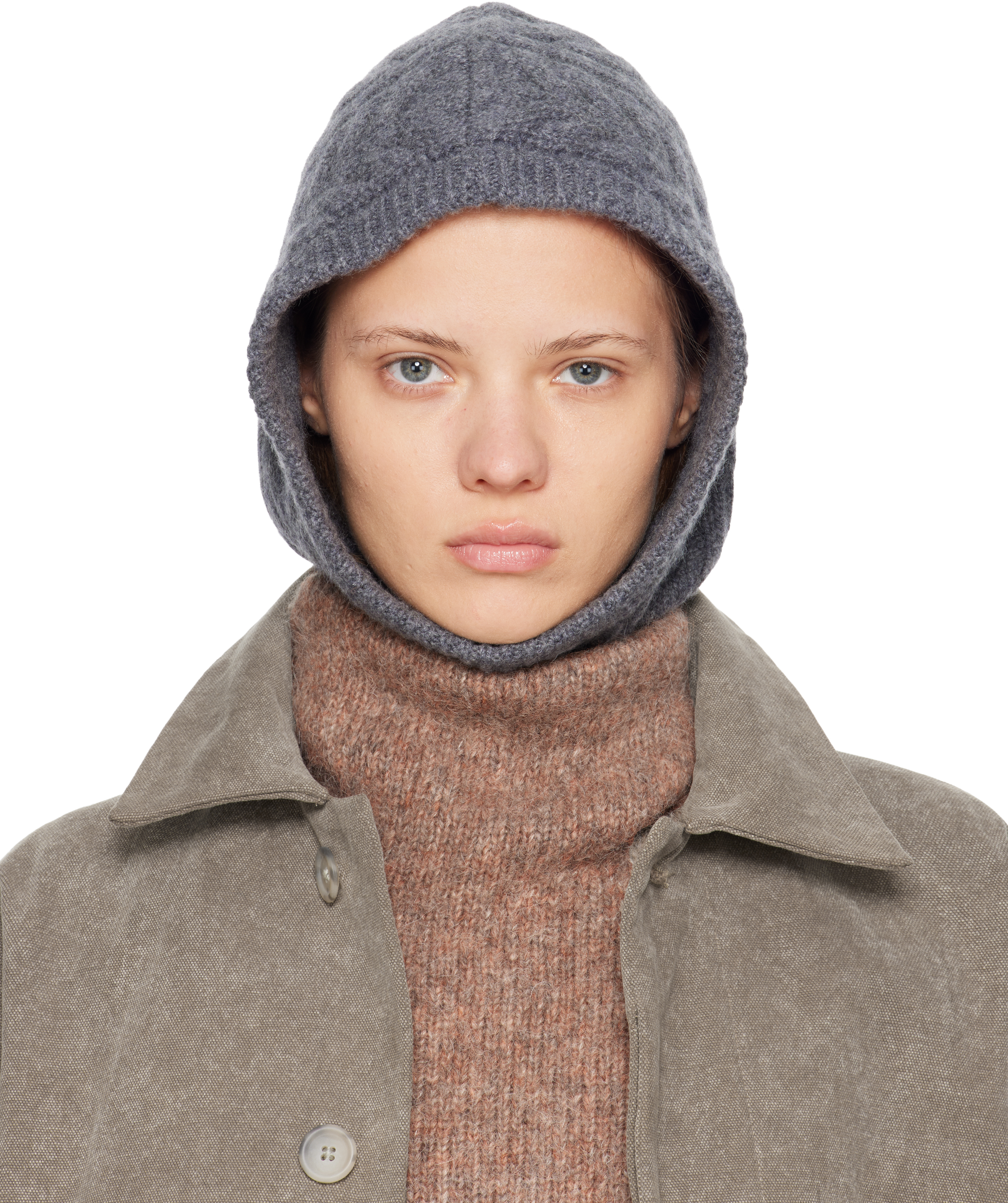 Gray Ylda Balaclava by LISA YANG on Sale