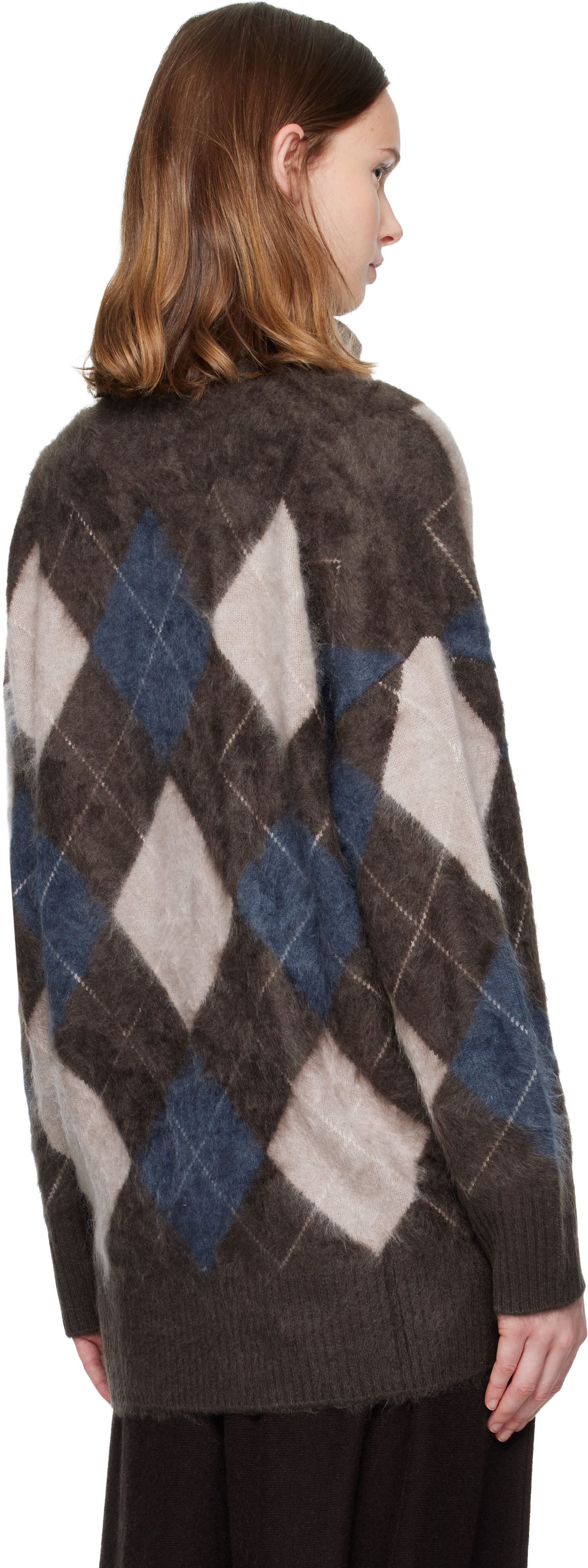 Lisa Yang Elaria Cardigan Wood/night Fall/sand/cream Brushed Argyle 0 In Multi