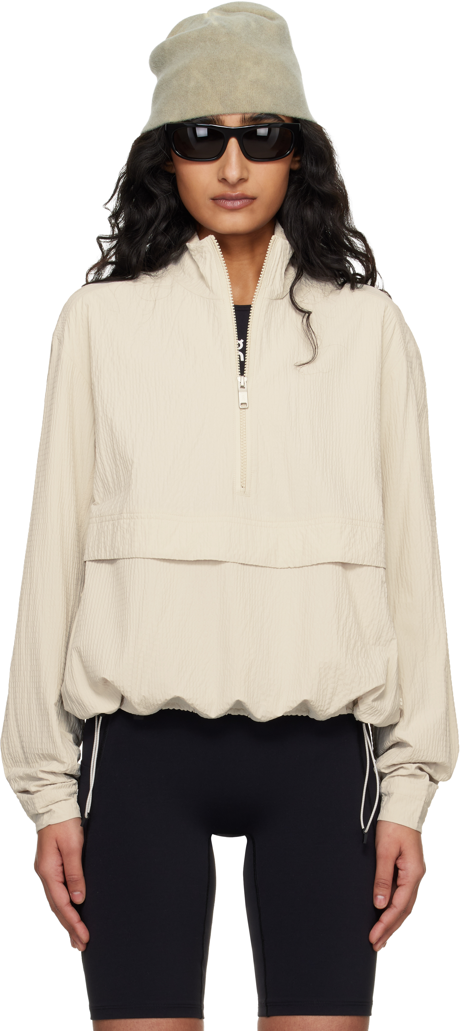 On Gray Courtside 1/2 Zip Eaze Jacket In Sand