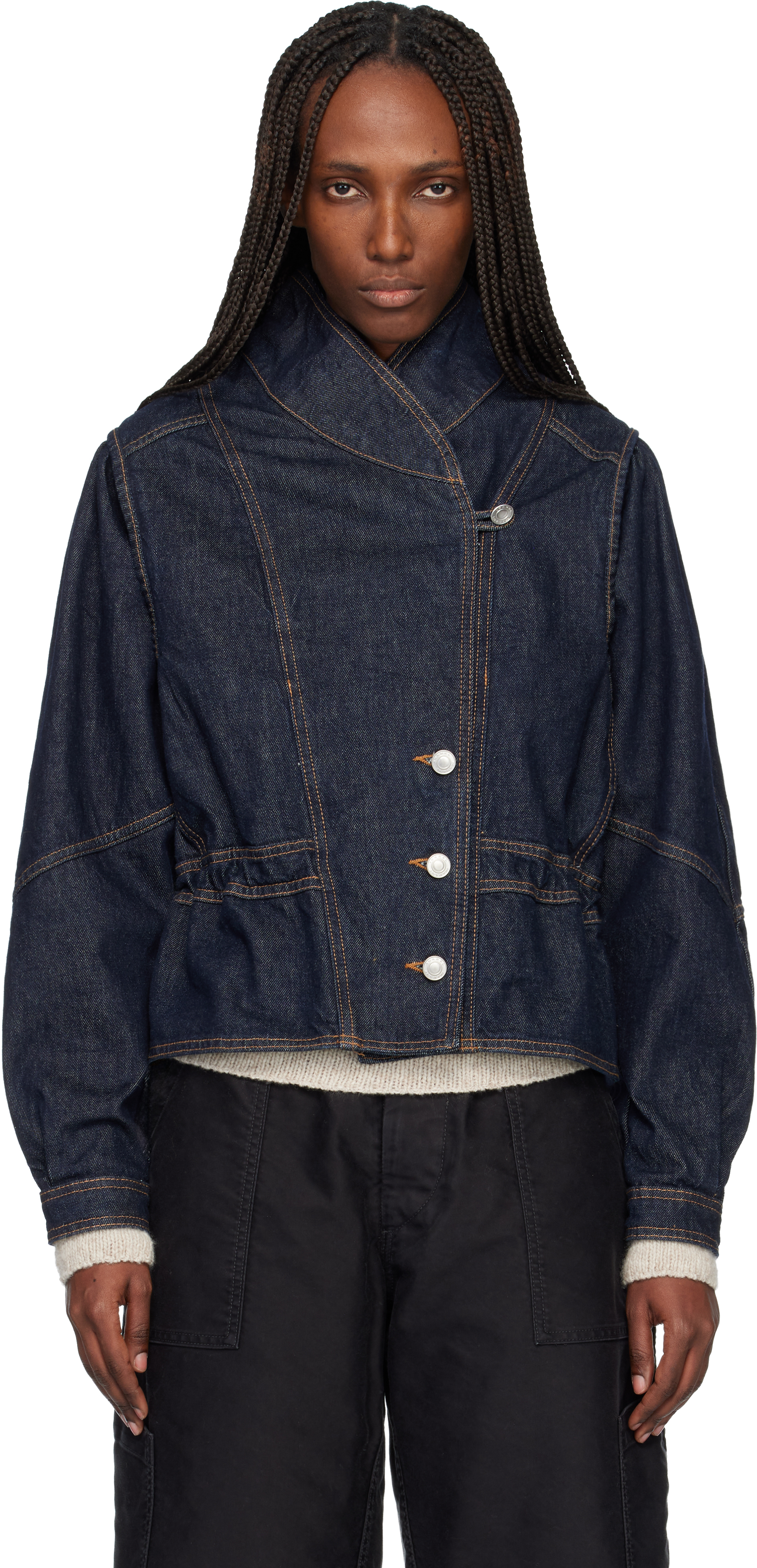 Isabel Marant Navy Dolie Denim Jacket In Blue