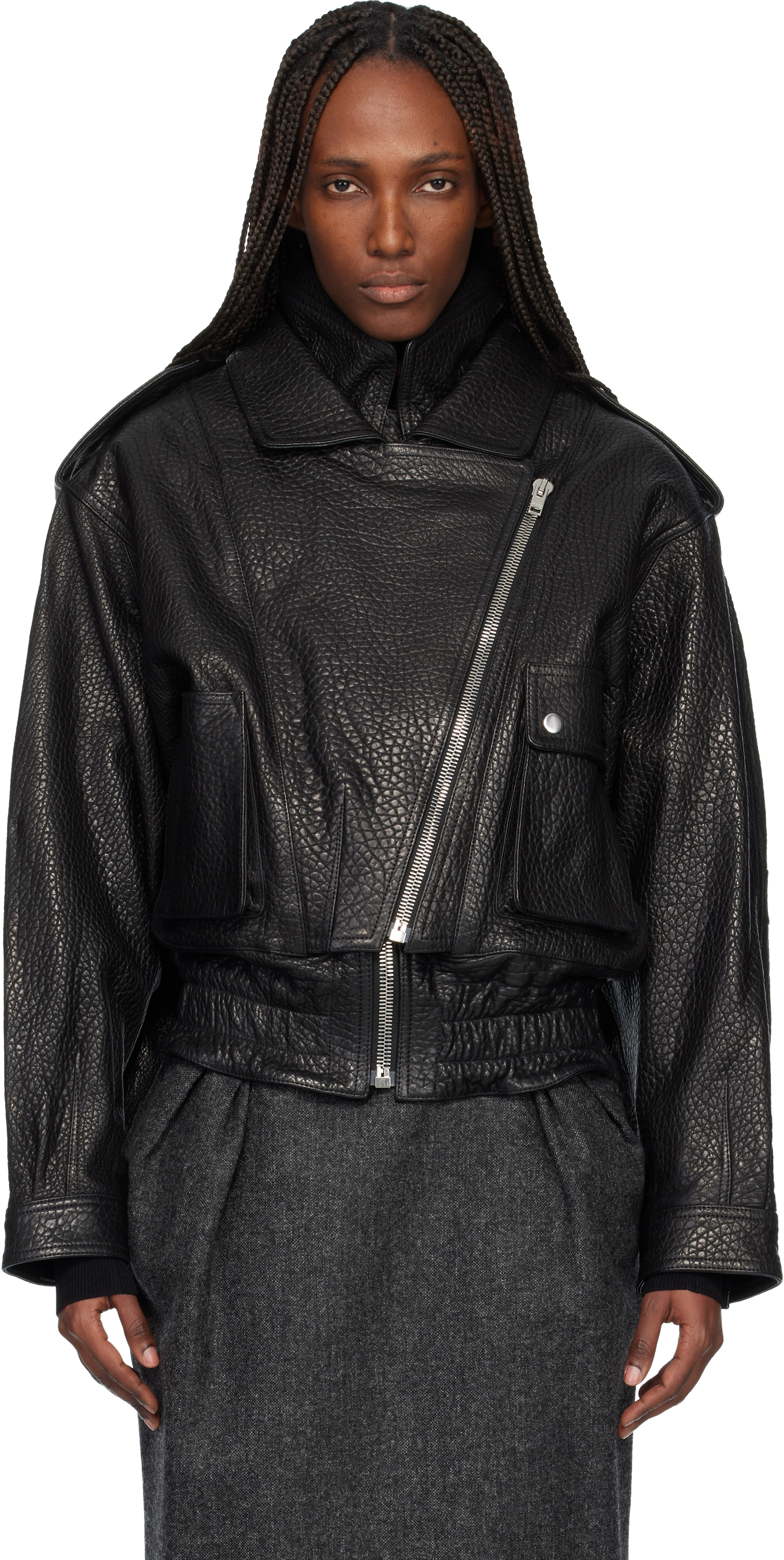 ISABEL MARANT ETOILE　レザージャケット　本革　ブラック Isabel Marant: ブラック Aneli レザージャケット | SSENSE 日本