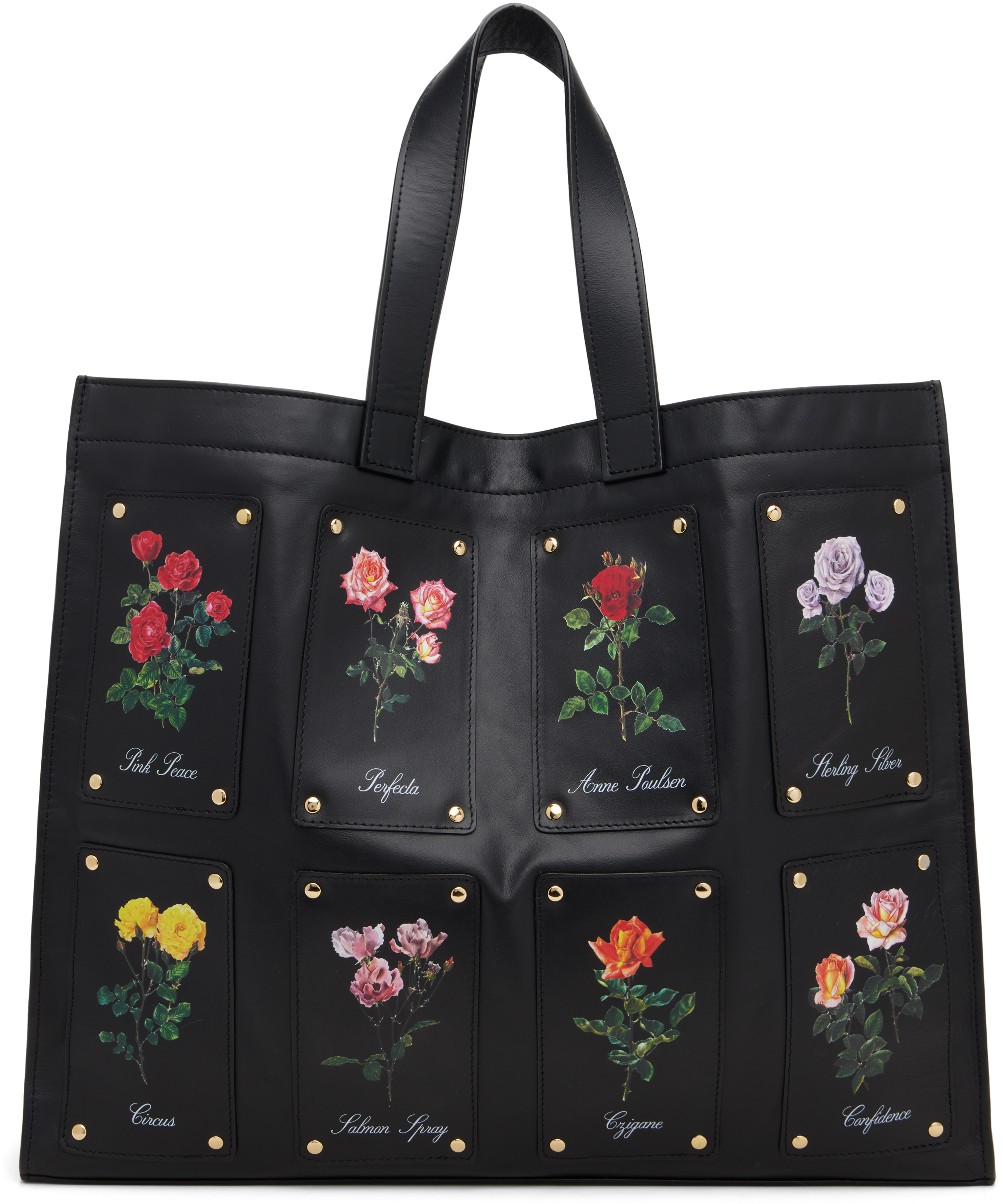 ERNEST W. BAKER: ブラック Patched Rose Shopper トートバッグ