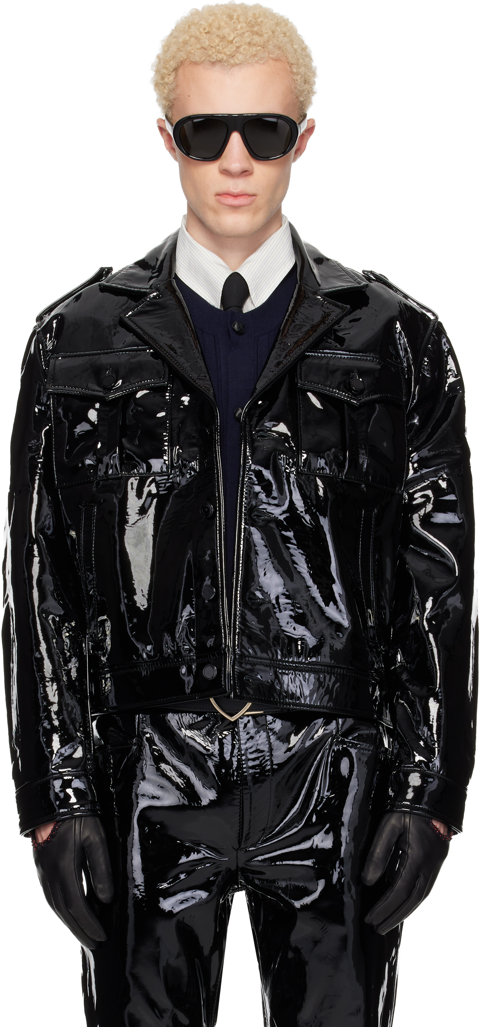 ジャケット・アウター ernest w. baker leather archive L gr Ernest W. Baker Ernest W レザージャケット | ブラック | FARFETCH JP