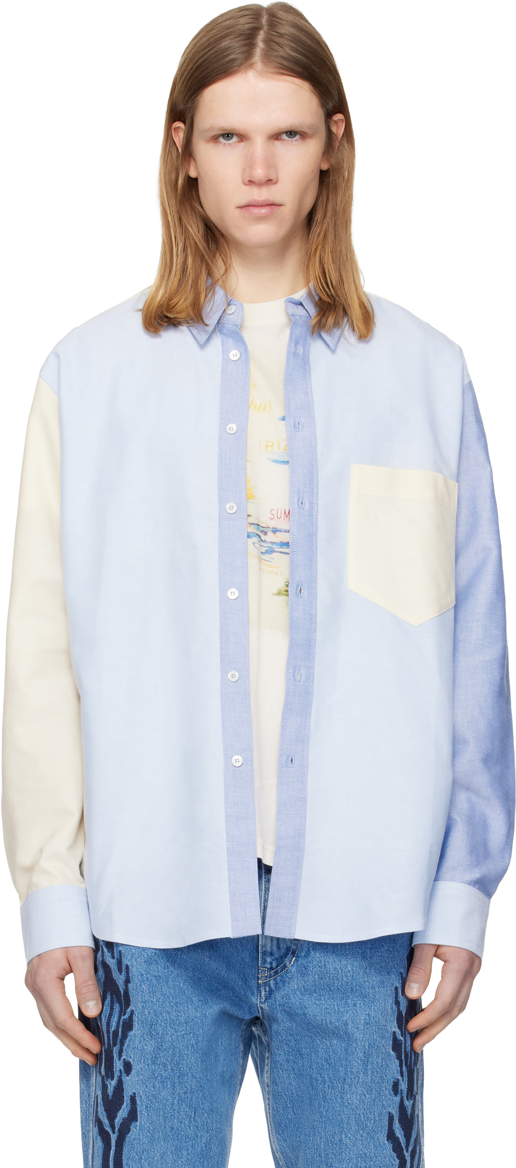 Isabel Marant: Blue & Yellow Nathael Shirt | SSENSE