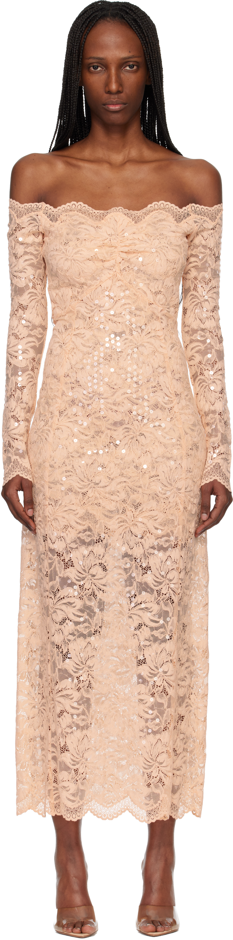 Pink Lace Midi Dress by Rabanne on Sale Pink Lace Midi Dress by Rabanne on Sale