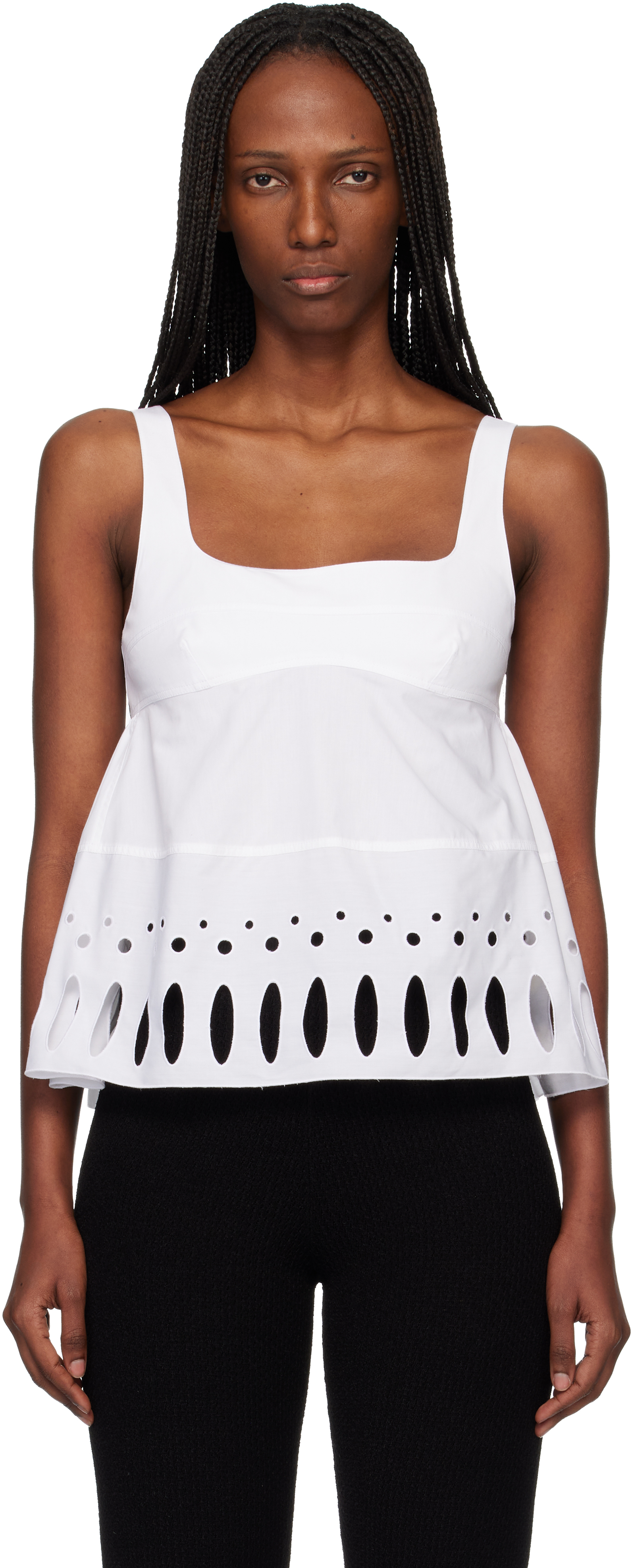 White Square Neck Tank Top by Rabanne on Sale