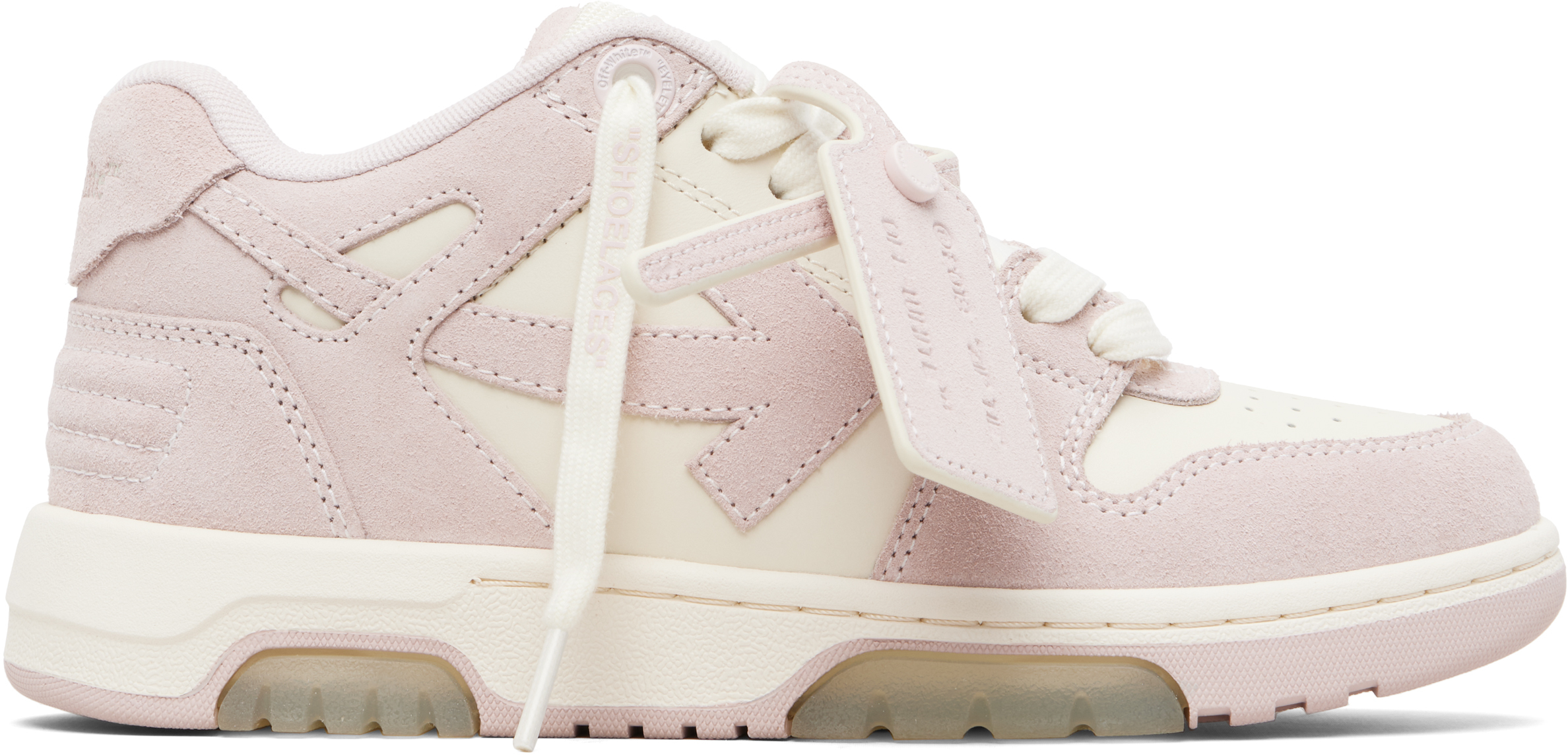 Off-White Pink Out Of Office Calf & Suede Sneakers
