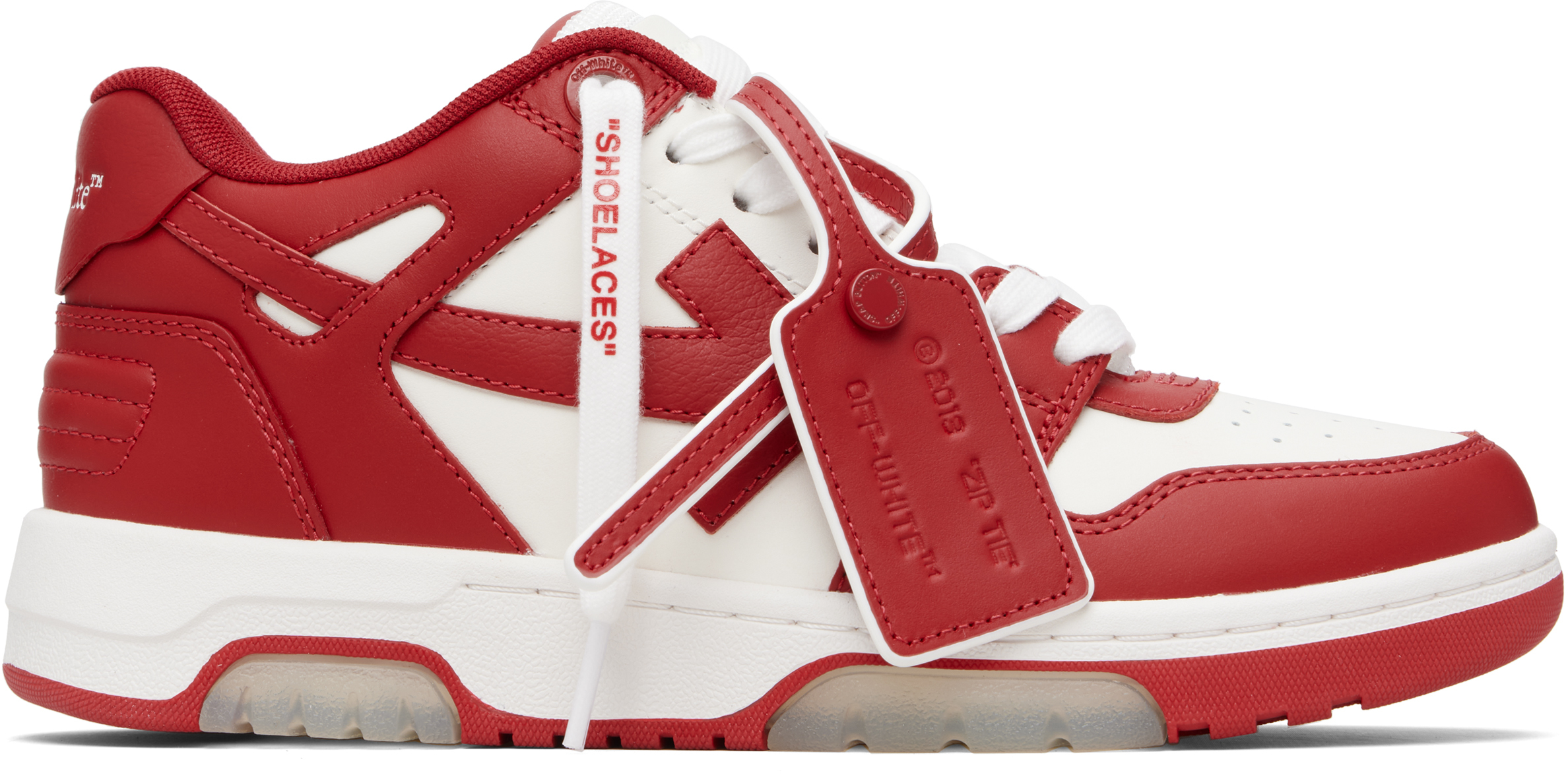 Off-White Red & White 'Out Of Office' Calf Leather Sneakers
