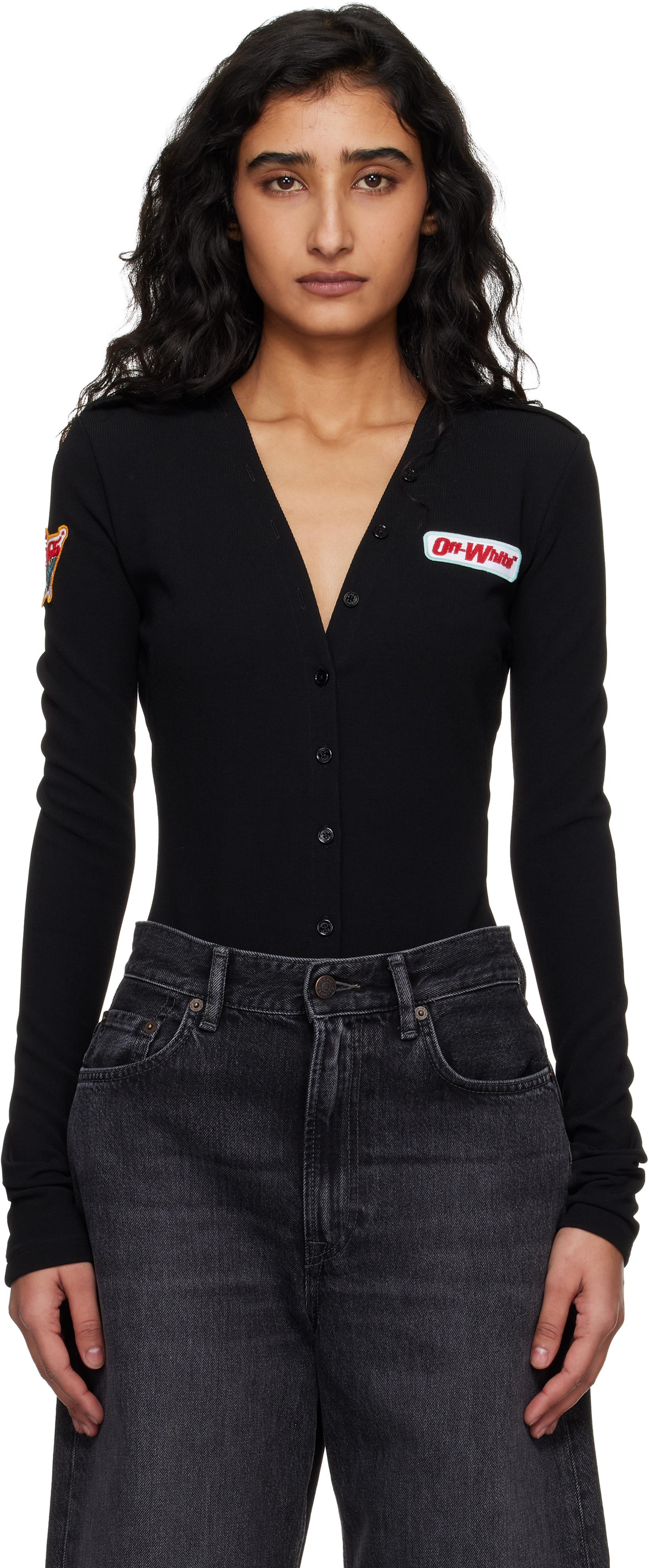 Off-White Black Heavy Jersey Button Up Bodysuit