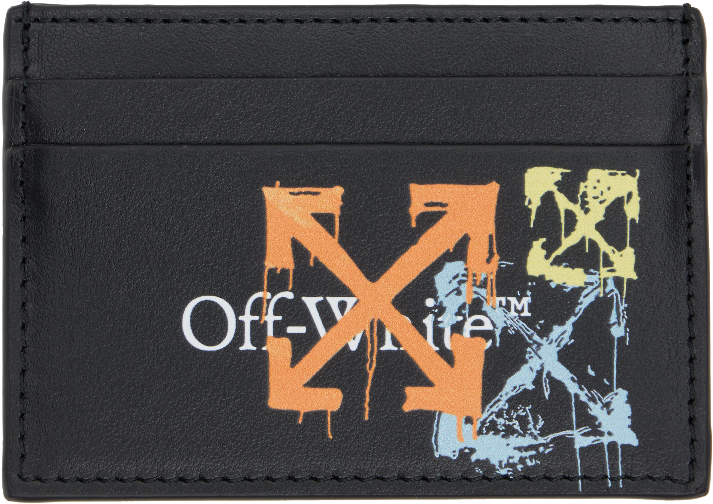 Black Bookish Spray Arrow Card Holder by Off-White on Sale