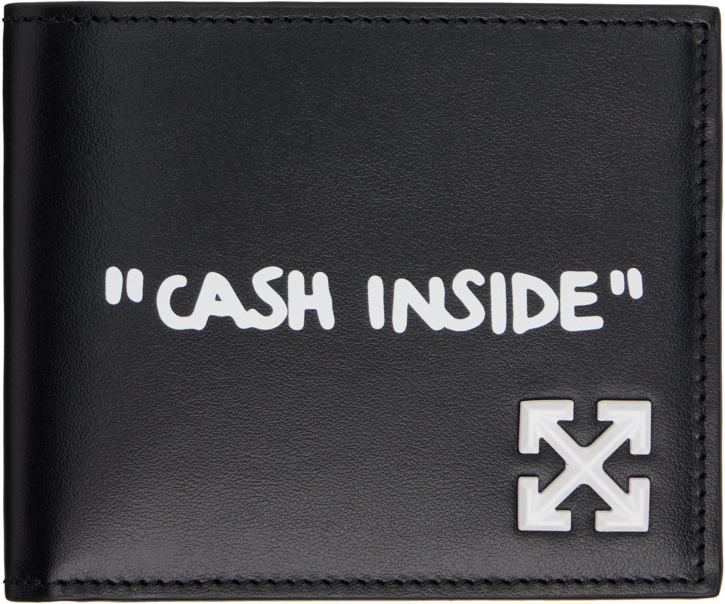 Off-White: Black Jitney Quote Bifold Wallet | SSENSE