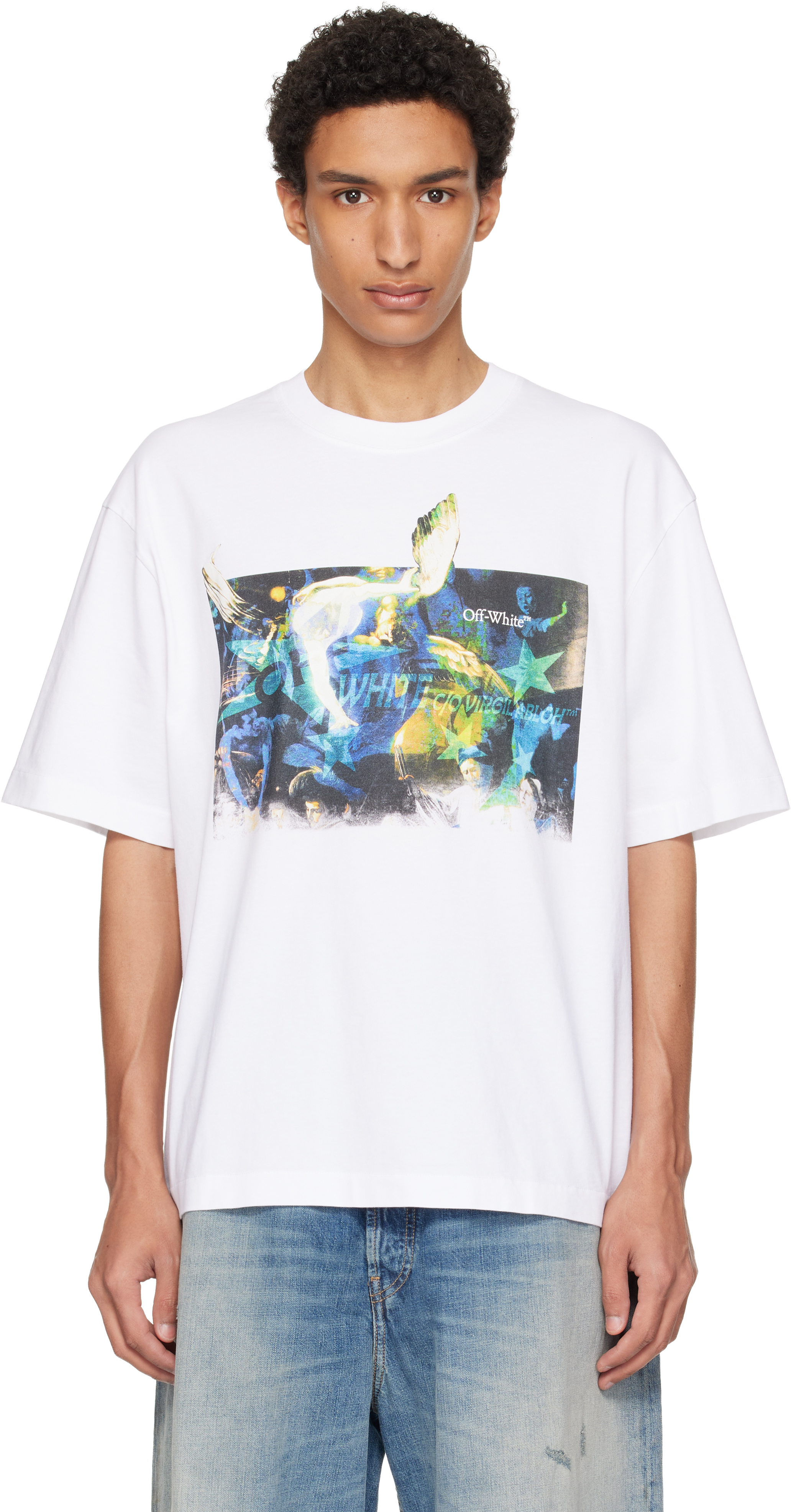 Off-White: ホワイト Rave Painting Skate Tシャツ | SSENSE 日本