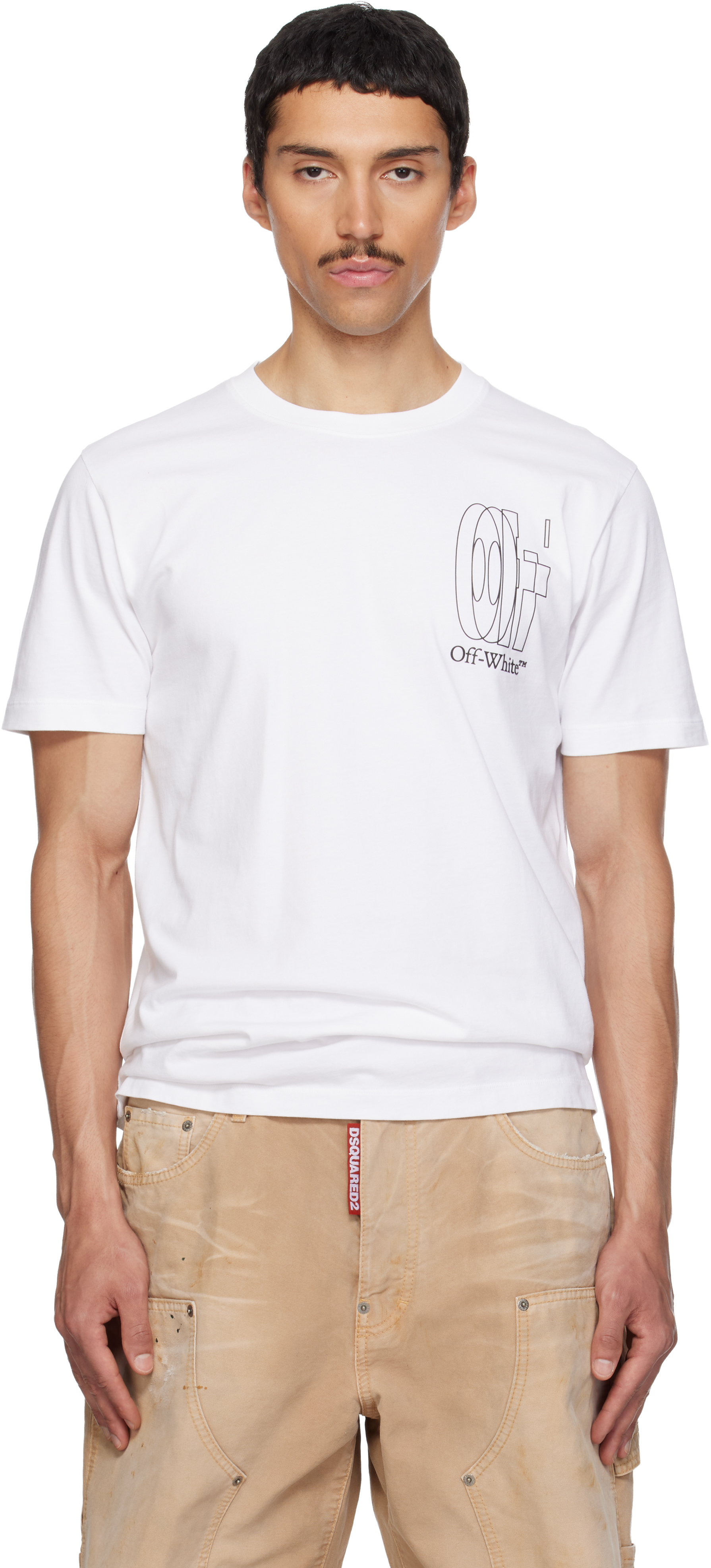 Off-White: ホワイト Big Double Arrow スリムフィットTシャツ