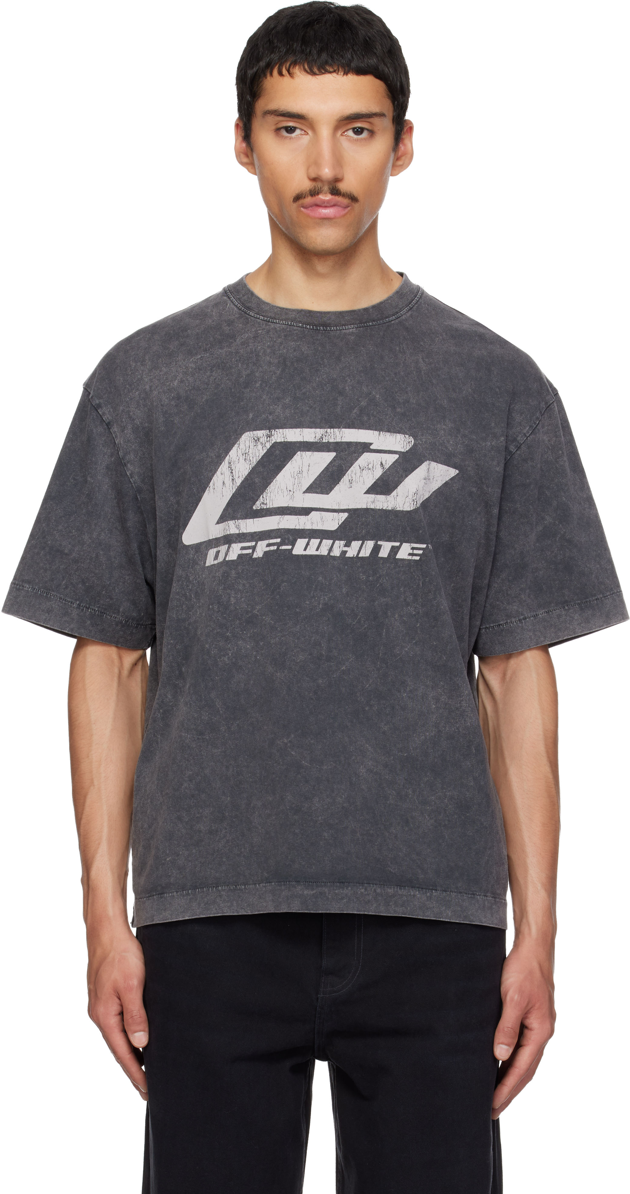 Black 'OW' Racing Skate T-shirt by Off-White on Sale