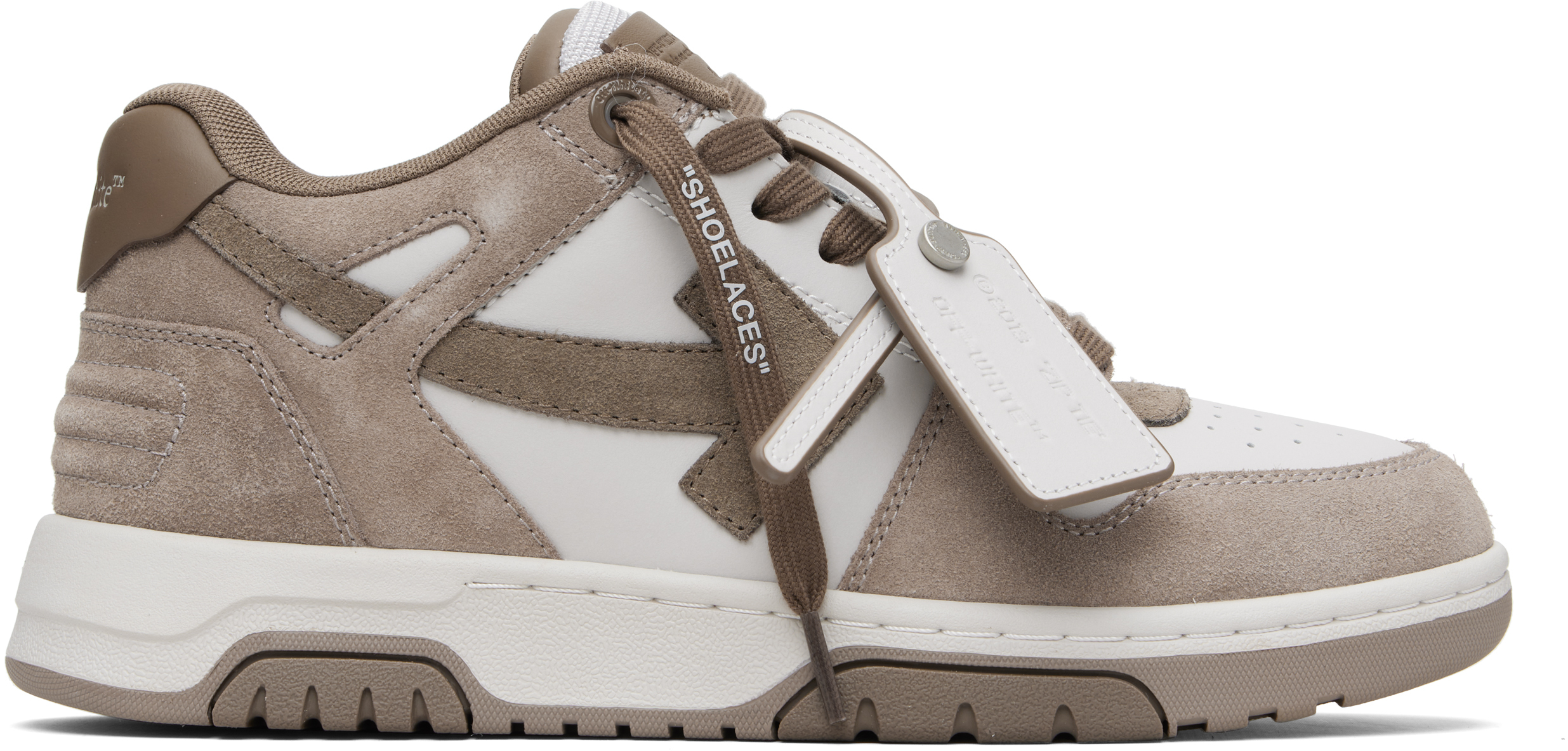 Brown & White 'Out Of Office' Sneakers by Off-White on Sale