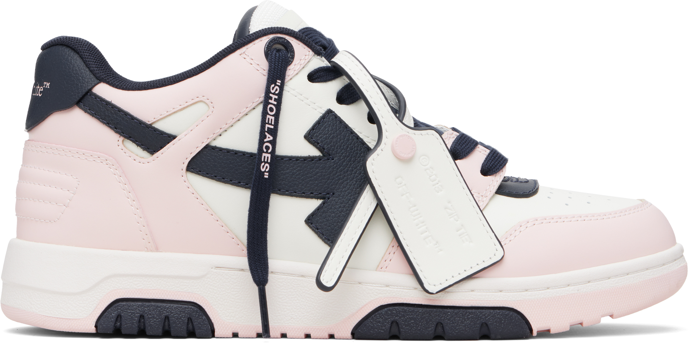 Off-White Pink & Navy 'Out Of Office' Calf Leather Sneakers