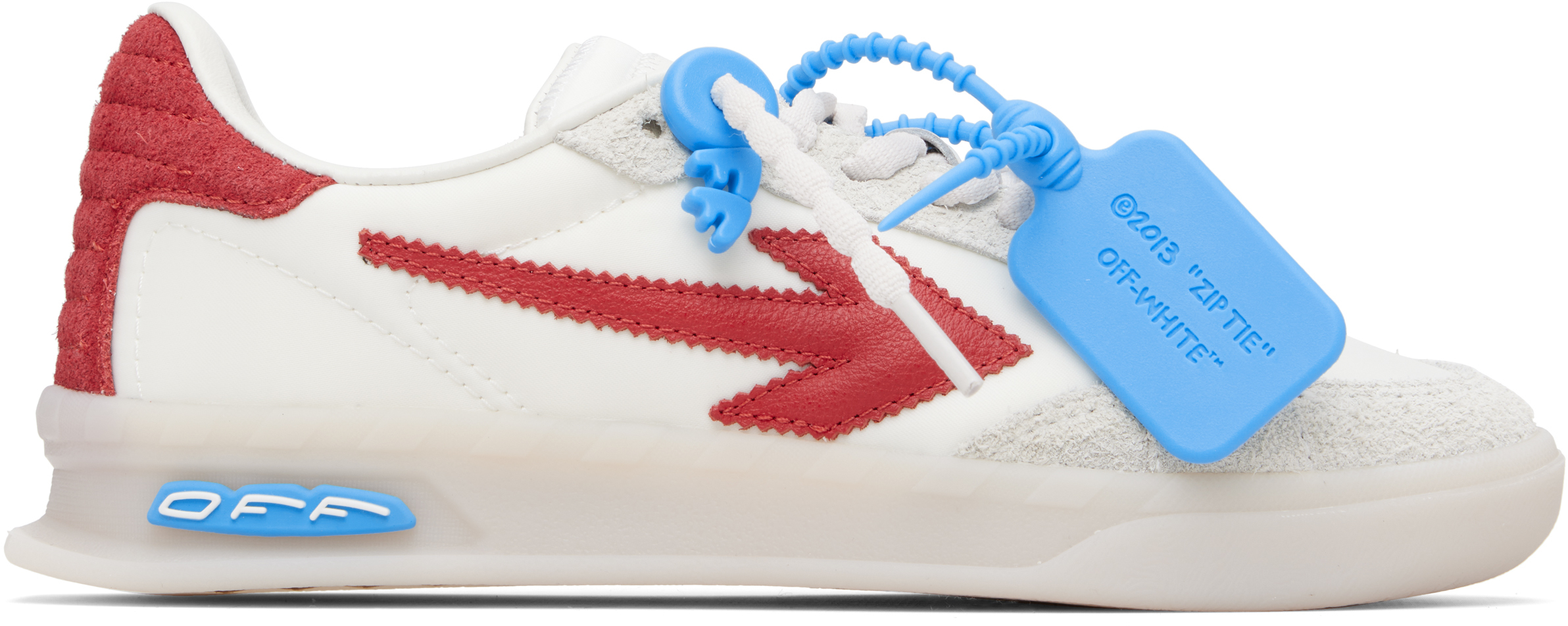 Off-White White & Red 'End Of Play' Sneakers