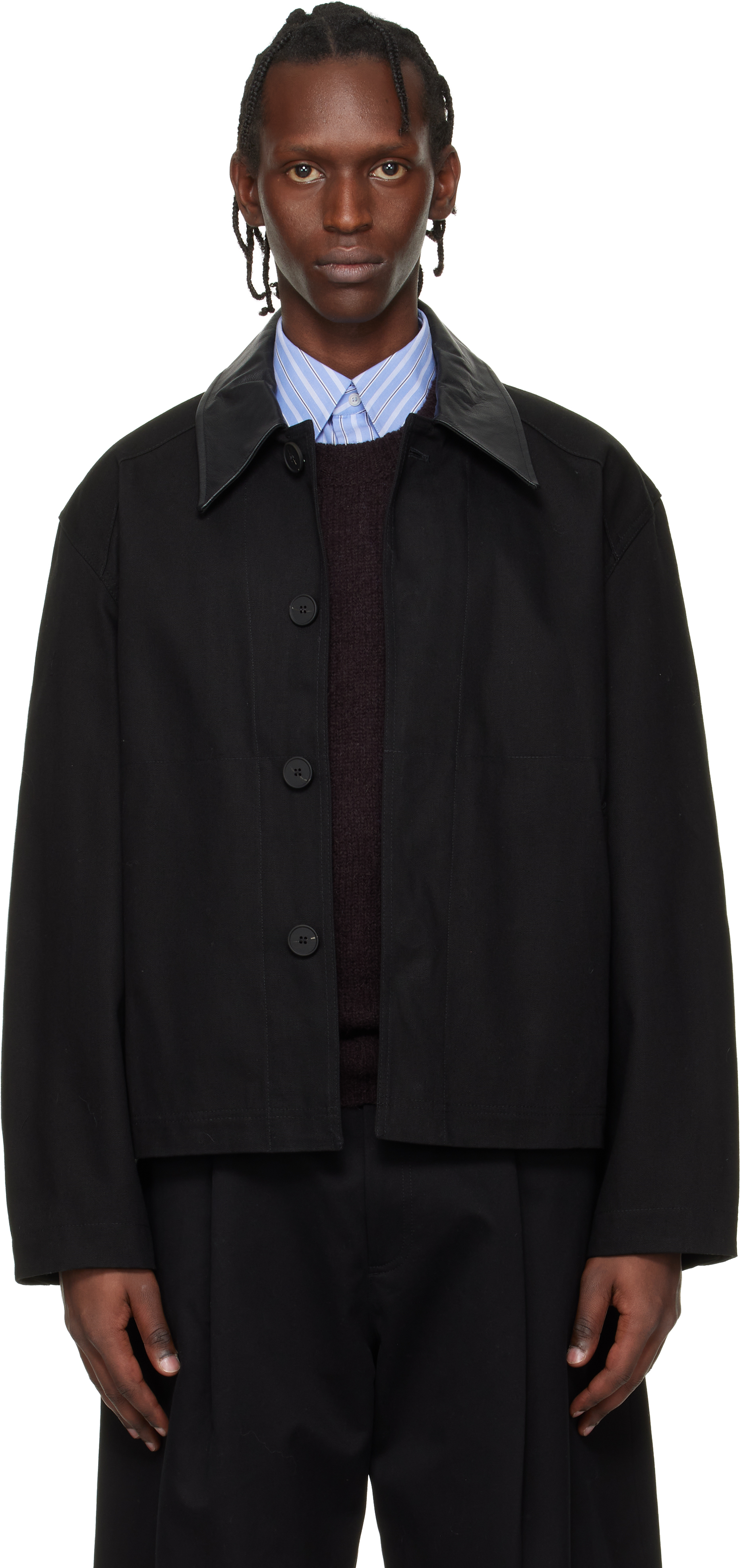 Studio Nicholson: Black Aaron Levine Edition Dover Jacket | SSENSE