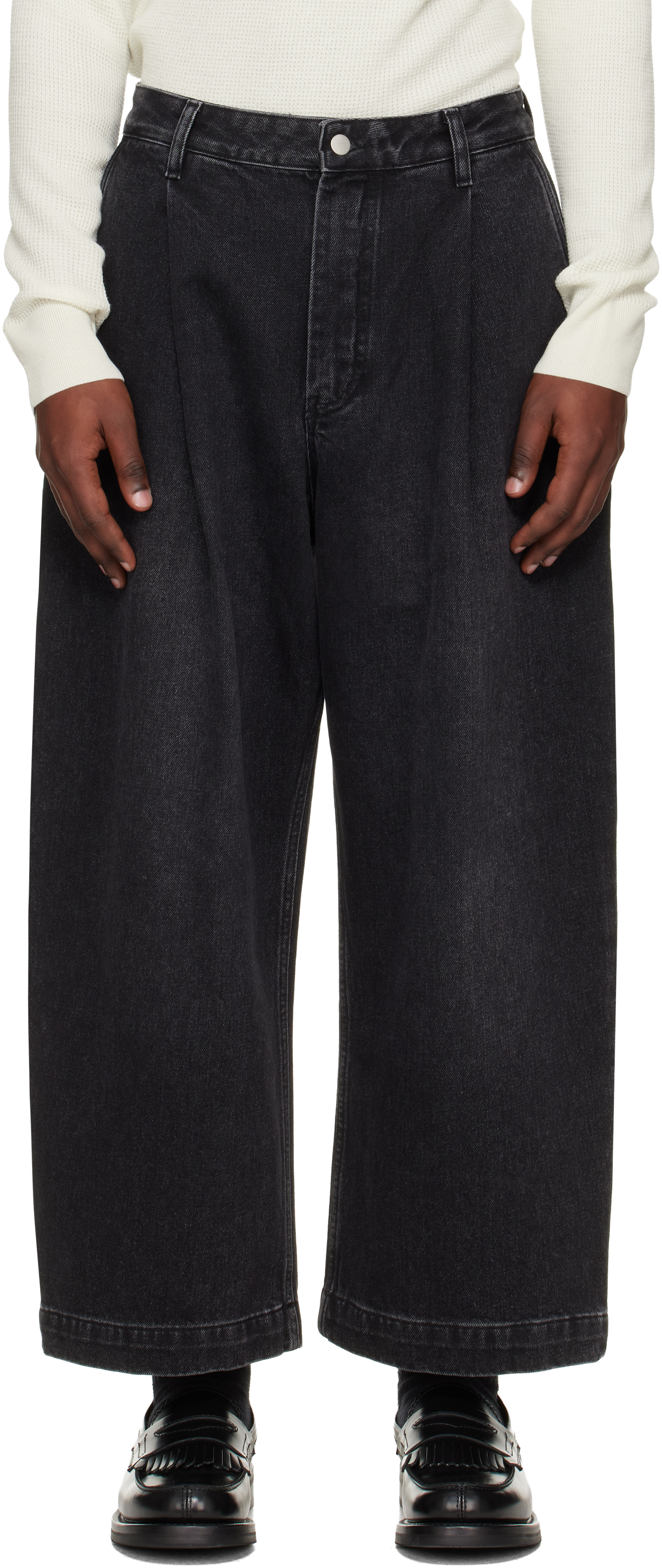 Black Puch Denim Jeans by Studio Nicholson on Sale