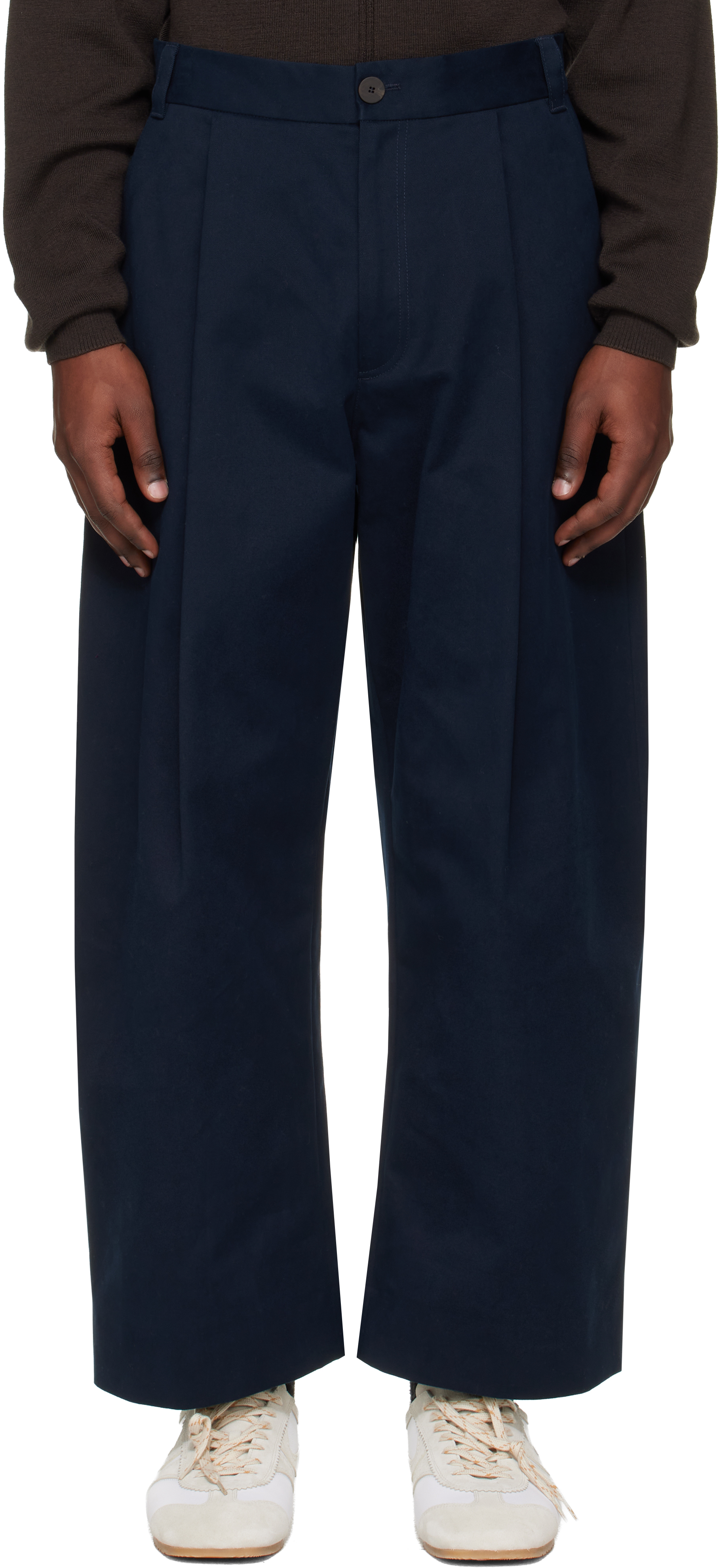 Studio Nicholson: ネイビー Sorte トラウザーズ | SSENSE 日本