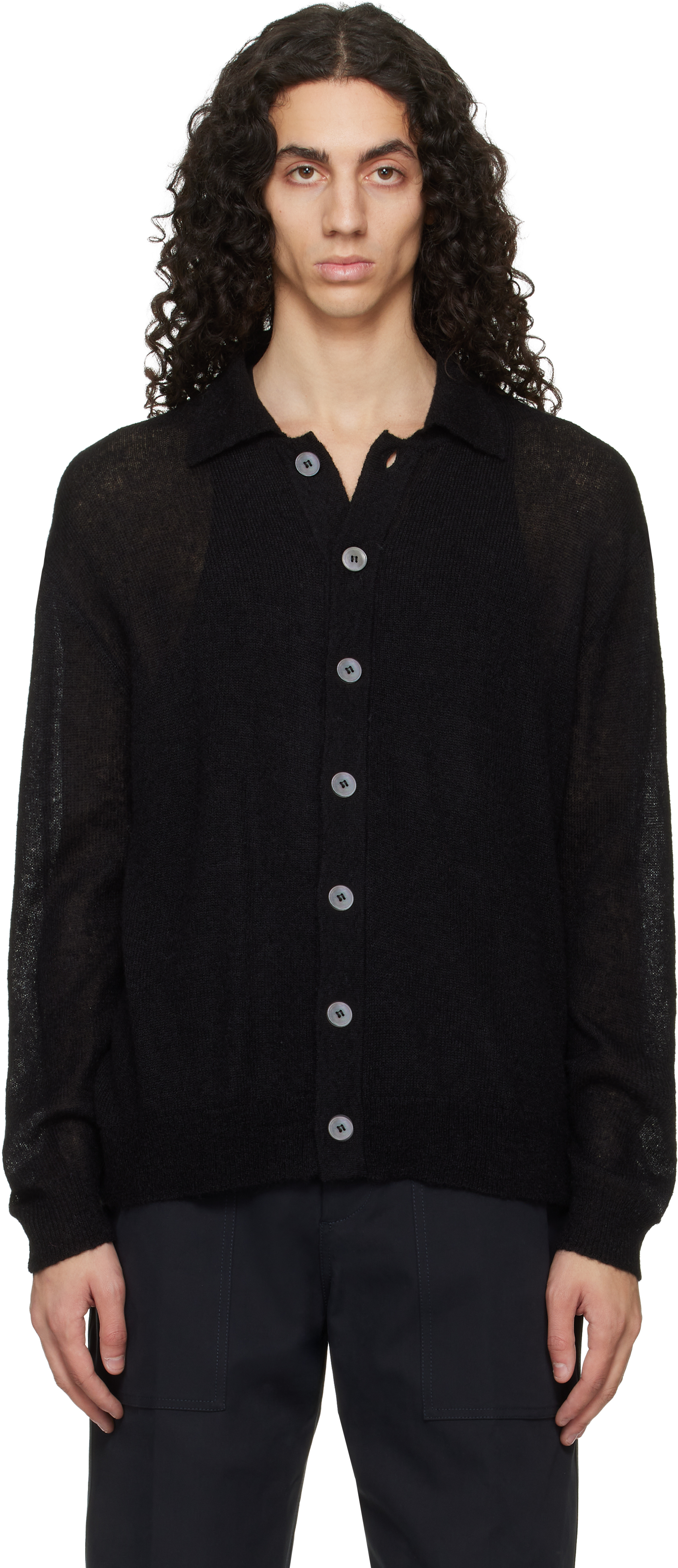 Black Hamto Kint Cardigan by Studio Nicholson on Sale