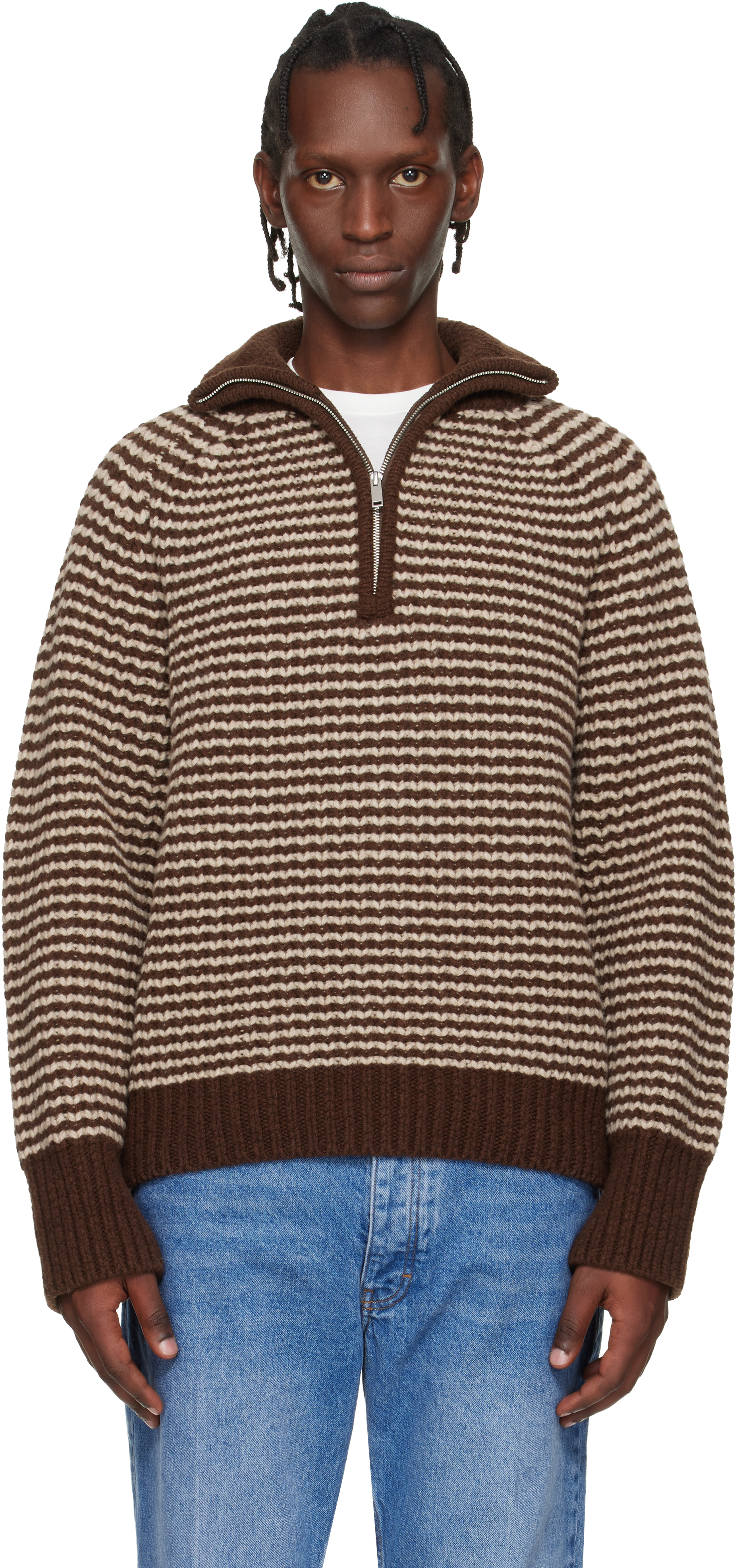 Studio Nicholson: ブラウン Bristol ニットジャケット | SSENSE 日本