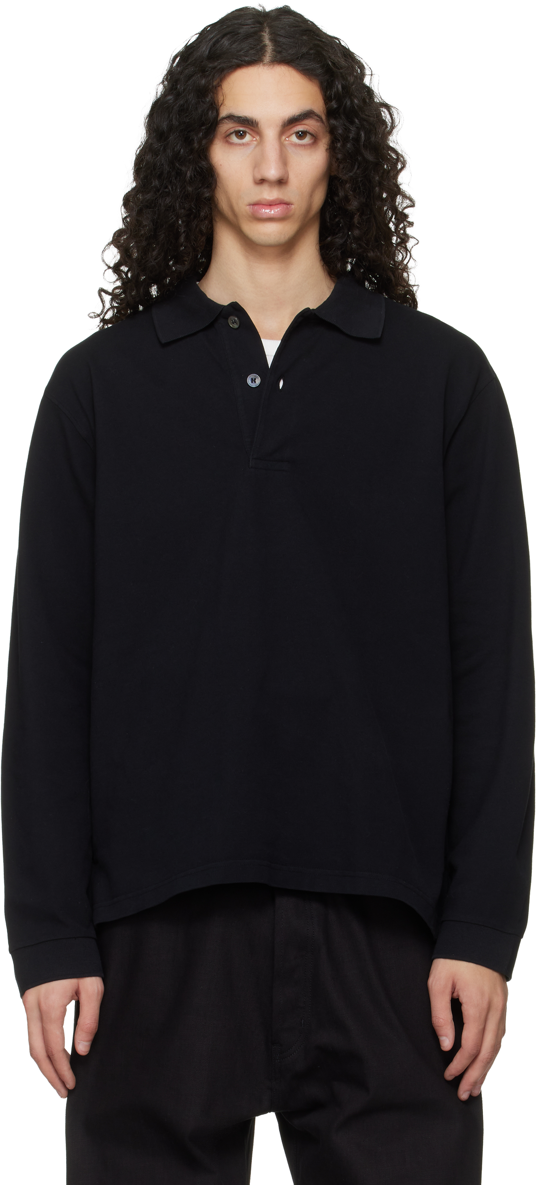 Studio Nicholson: Black Ozero Jersey Polo | SSENSE