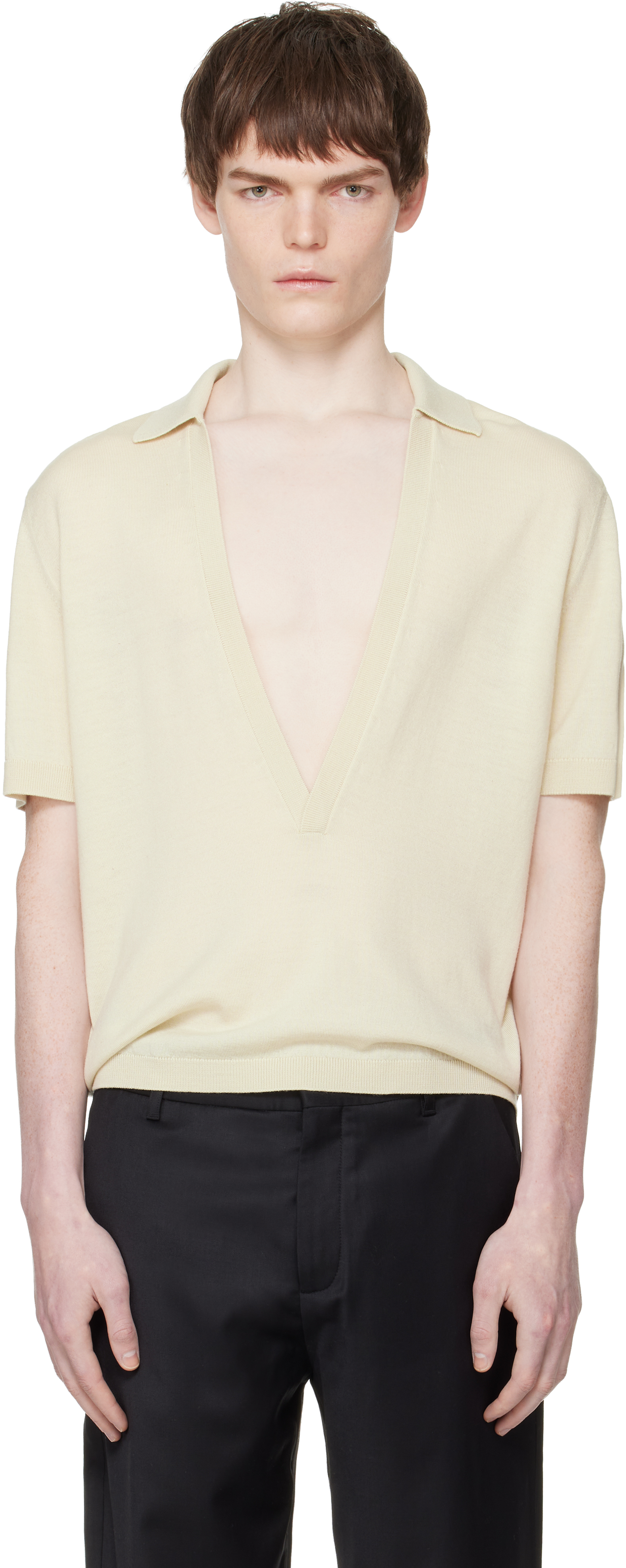 LGN Louis Gabriel Nouchiのオフホワイト Short-Sleeved ニット