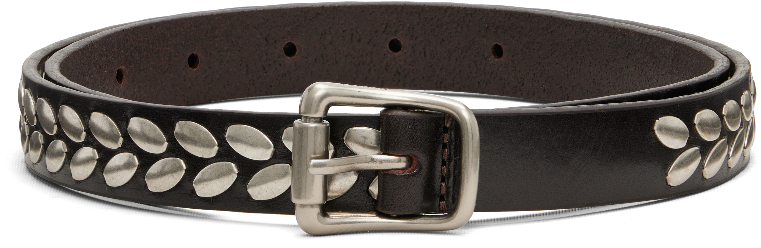 新品正規品 Lemaire Almond Stud Belt 85 LEMAIRE: Brown Almond Stud Belt | SSENSE
