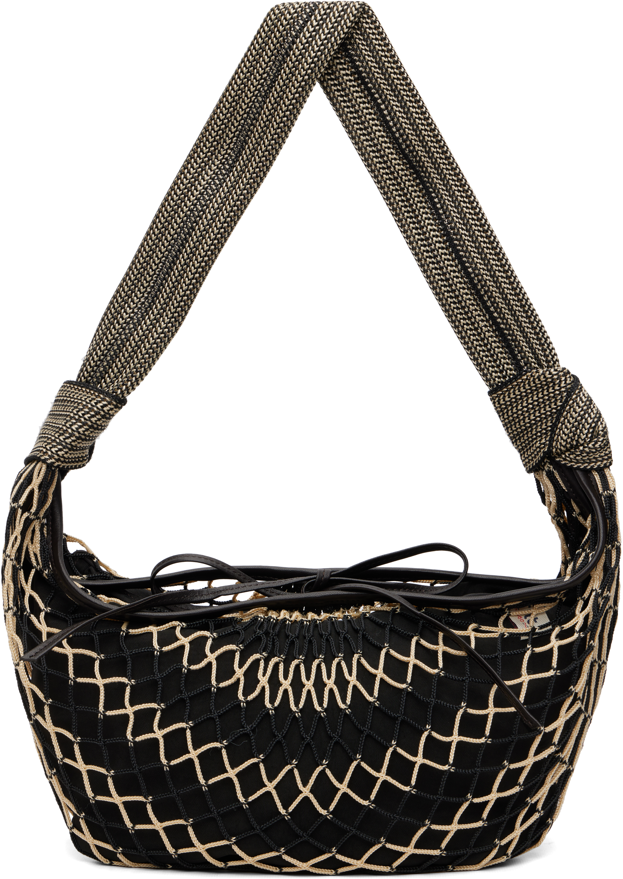 LEMAIRE: Beige & Black Fortune Croissant Filt Bag | SSENSE Canada