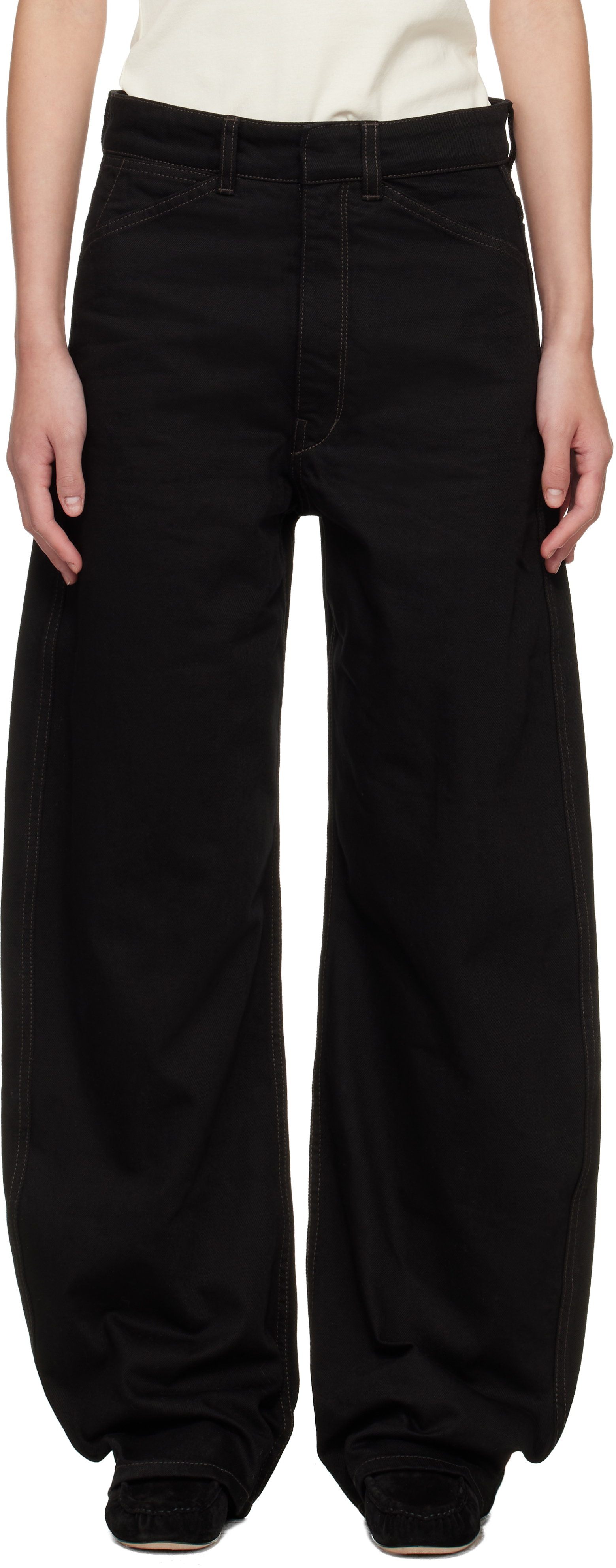 LEMAIRE: Black High Waisted Curved Jeans | SSENSE UK