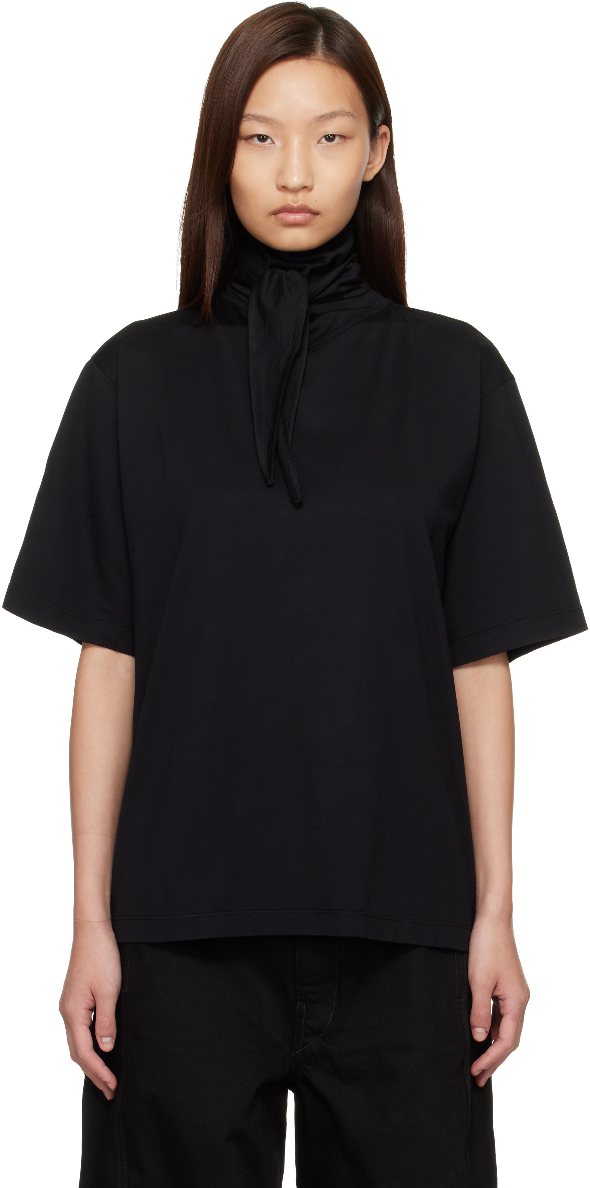 LEMAIRE: Black Foulard T-shirt | SSENSE