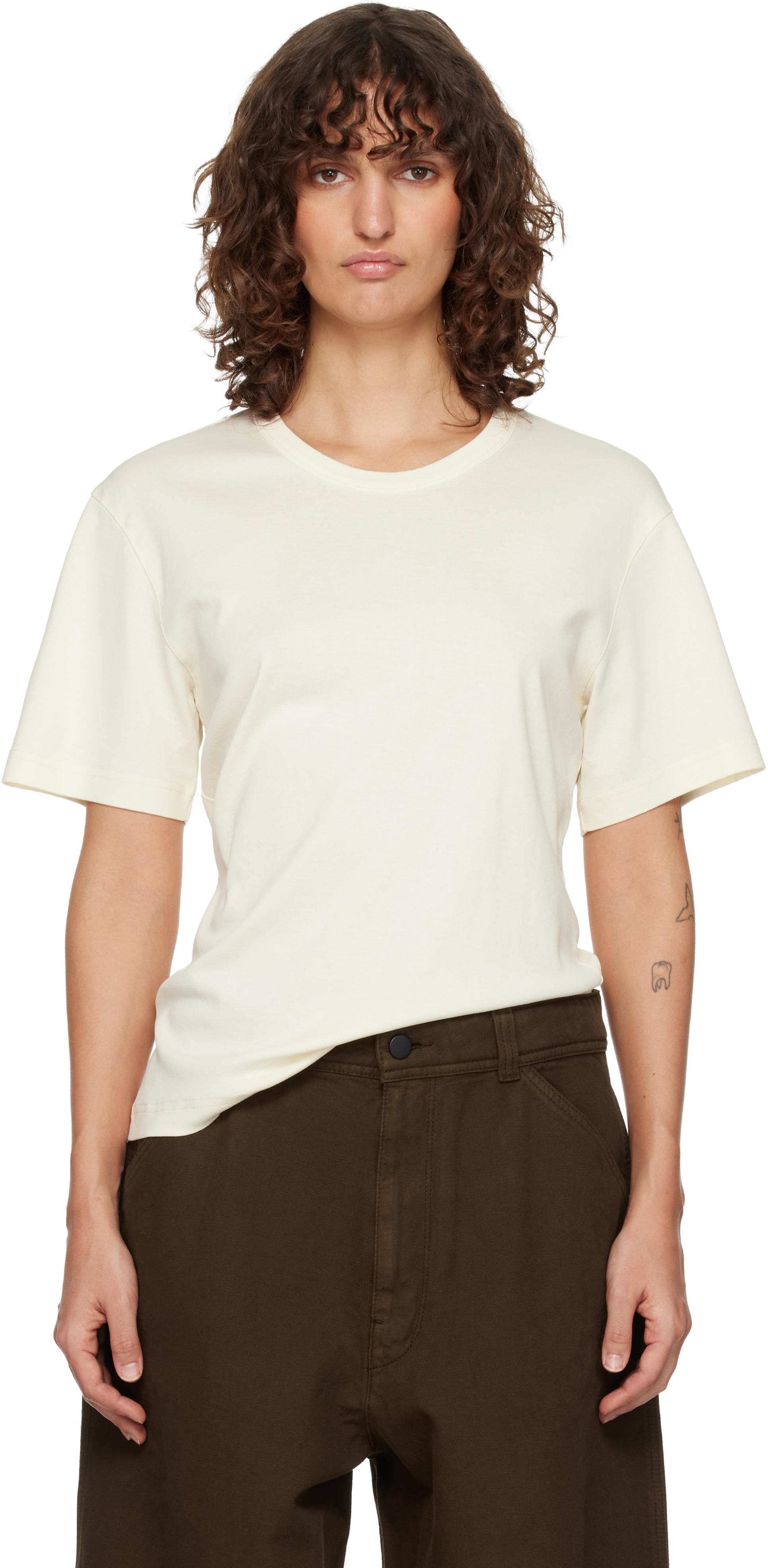 Off-White Rib T-shirt by LEMAIRE on Sale