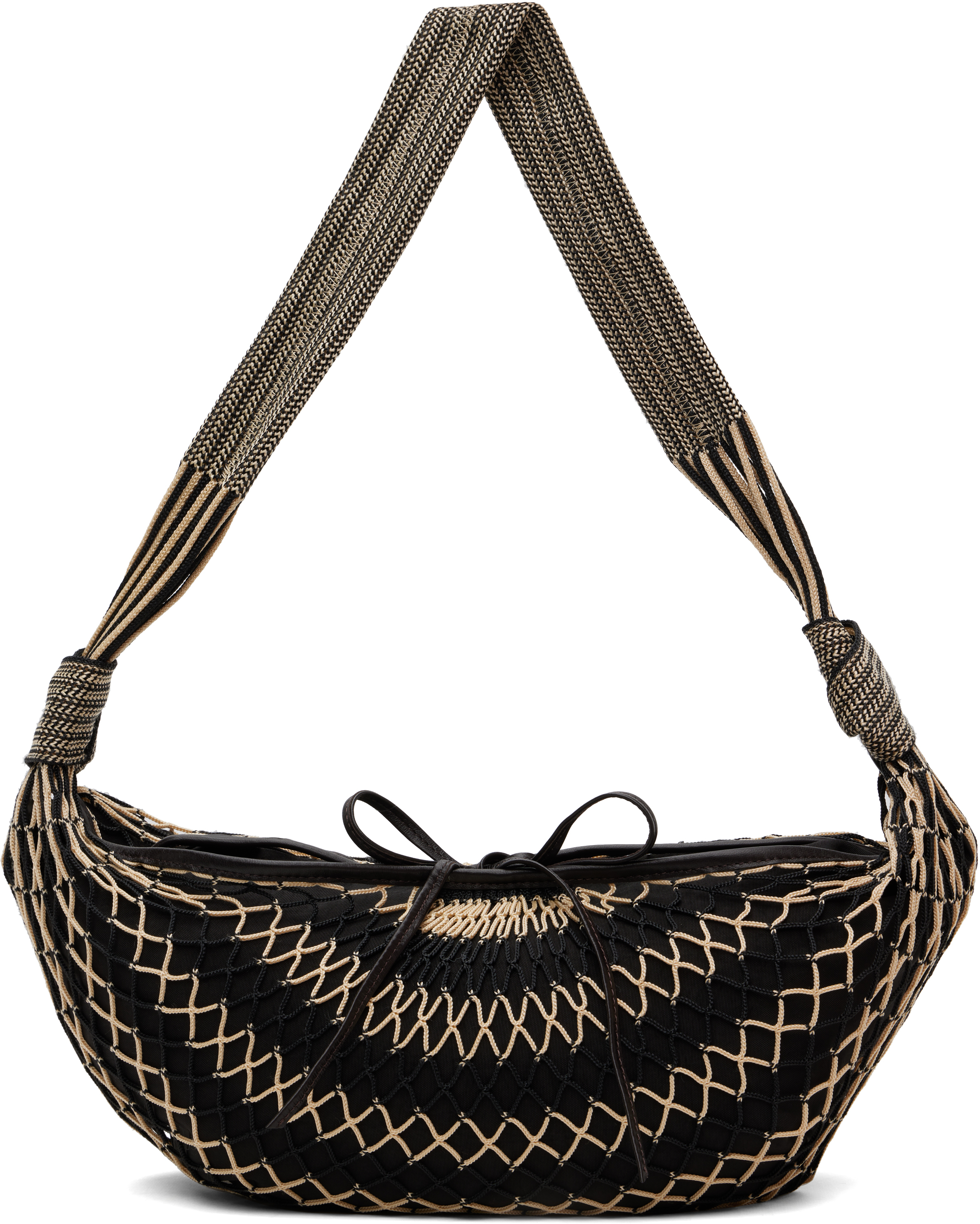 LEMAIRE: Black & Beige Croissant Filt Bag | SSENSE