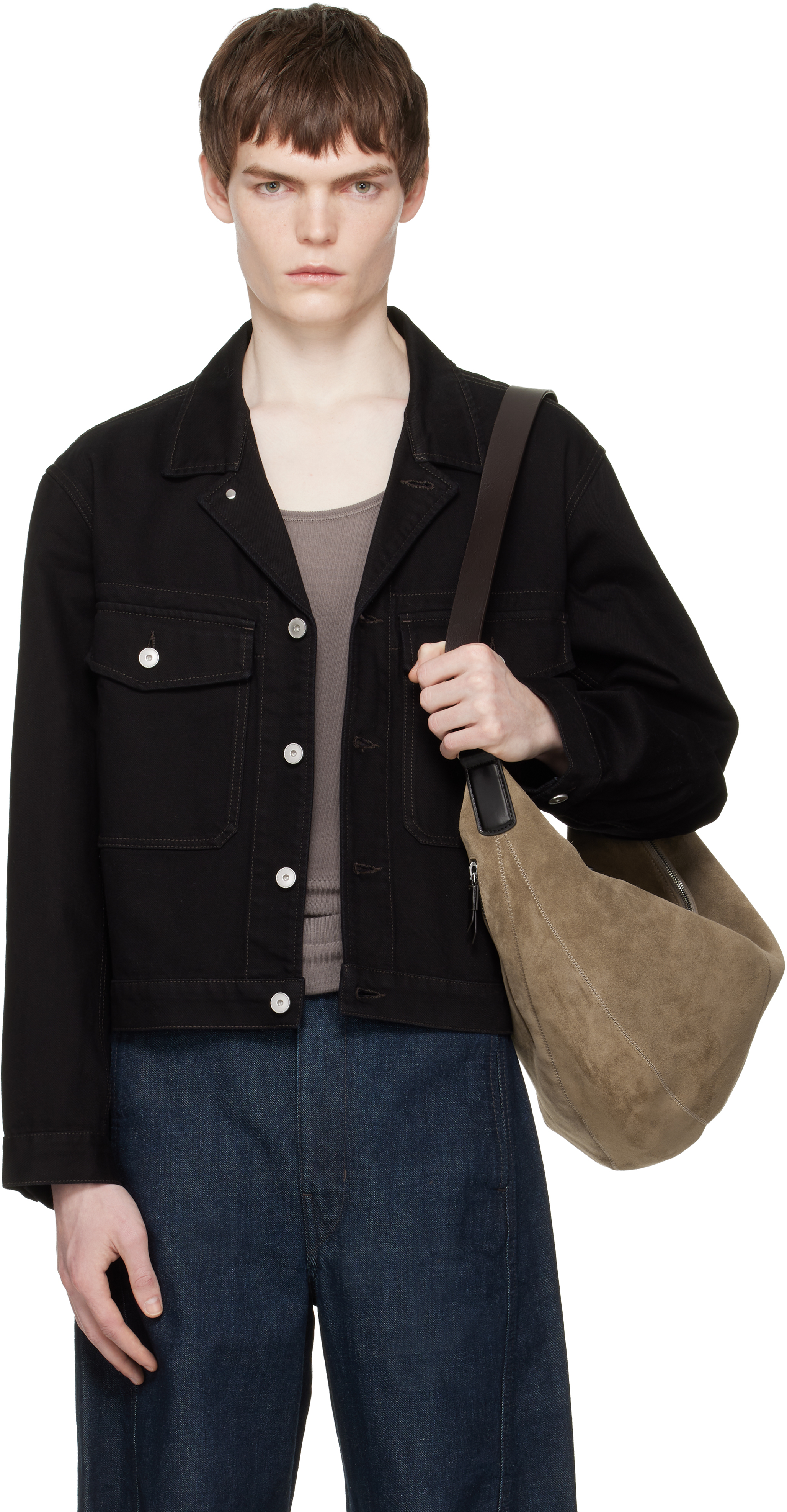 LEMAIRE: ブラック デニム トラッカージャケット | SSENSE 日本