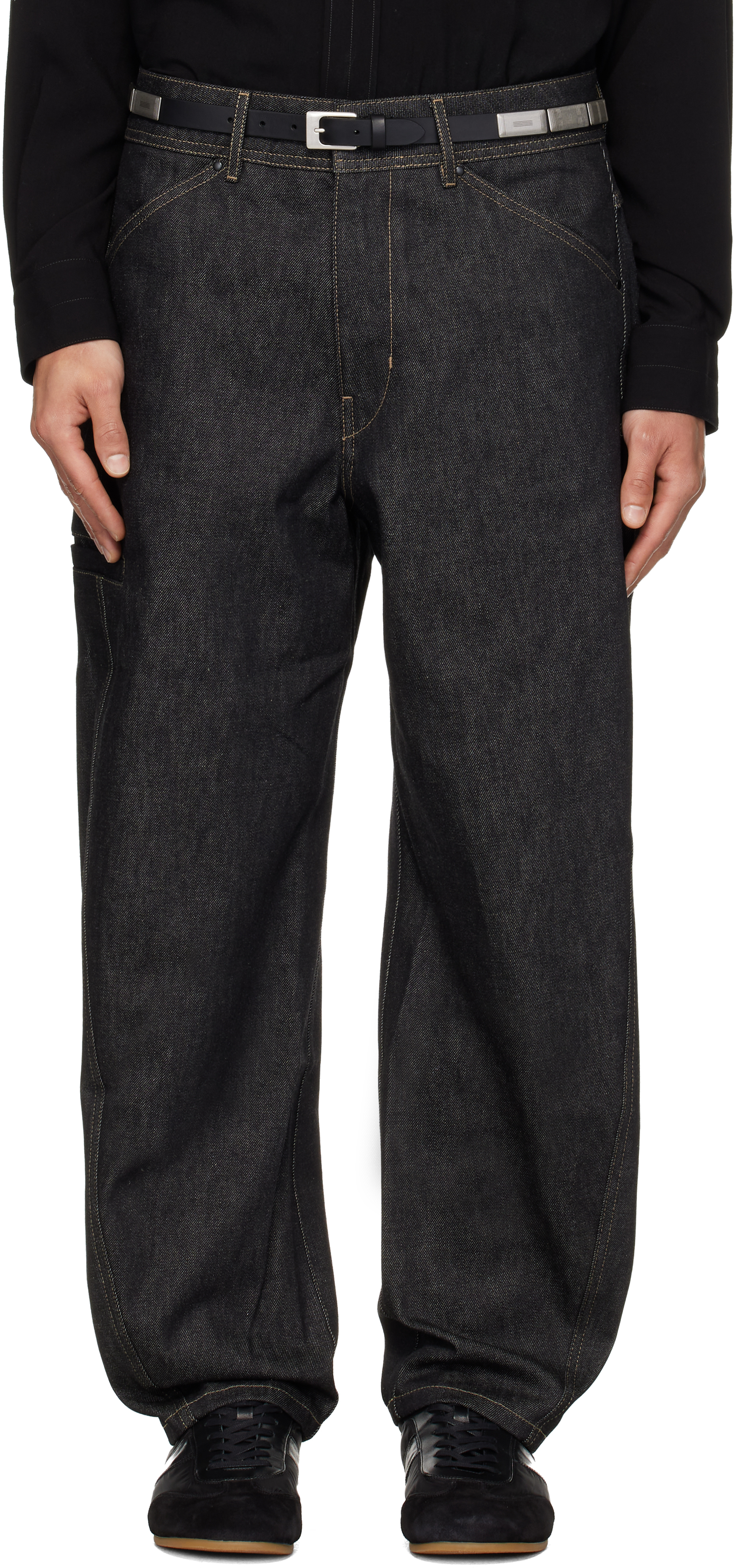 LEMAIRE: Navy Twisted Workwear Jeans | SSENSE