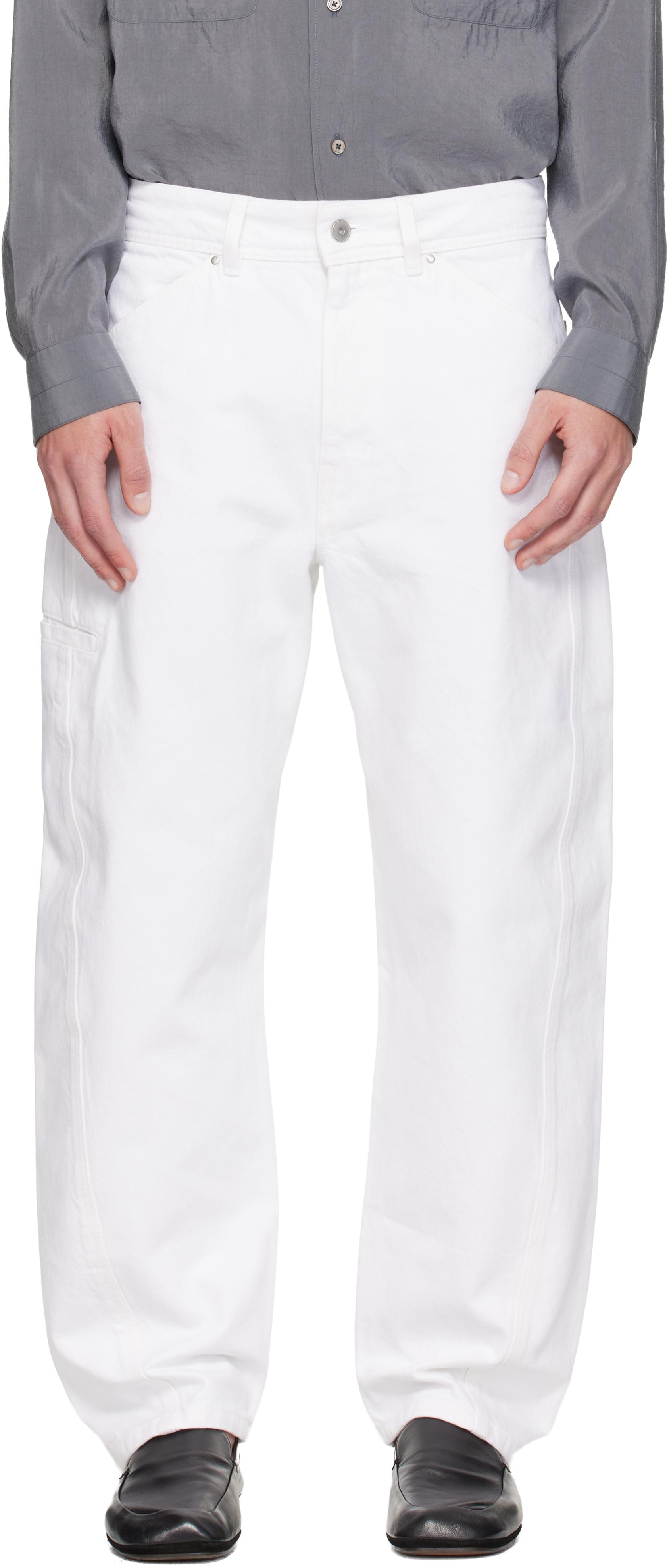 LEMAIRE: White Twisted Workwear Jeans | SSENSE