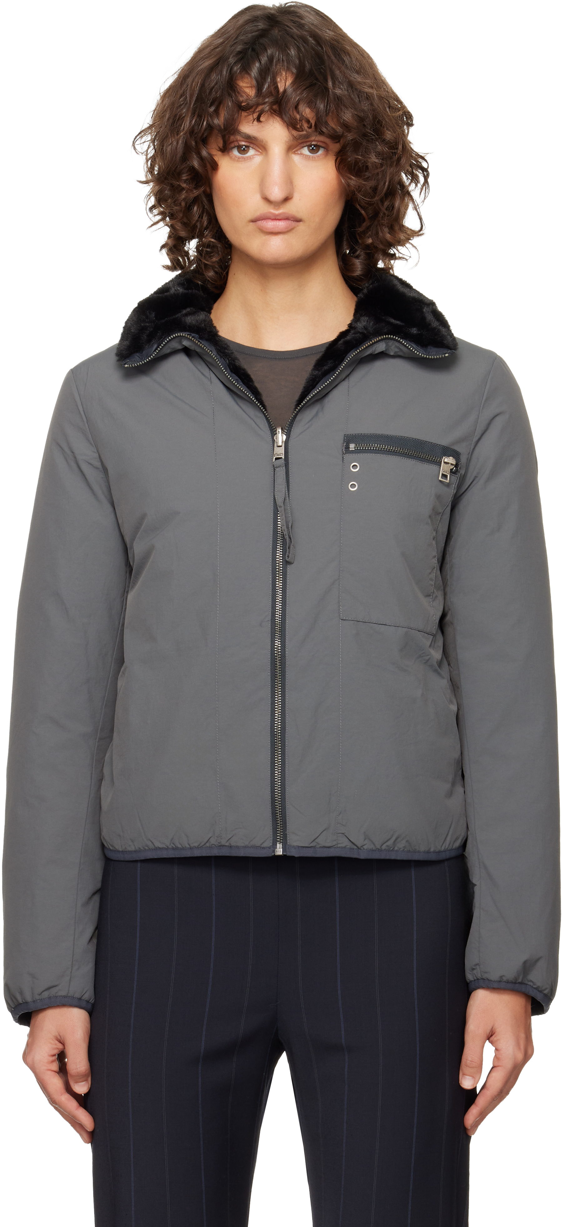 Gray Wombat Reversible Down Jacket by Paloma Wool on Sale