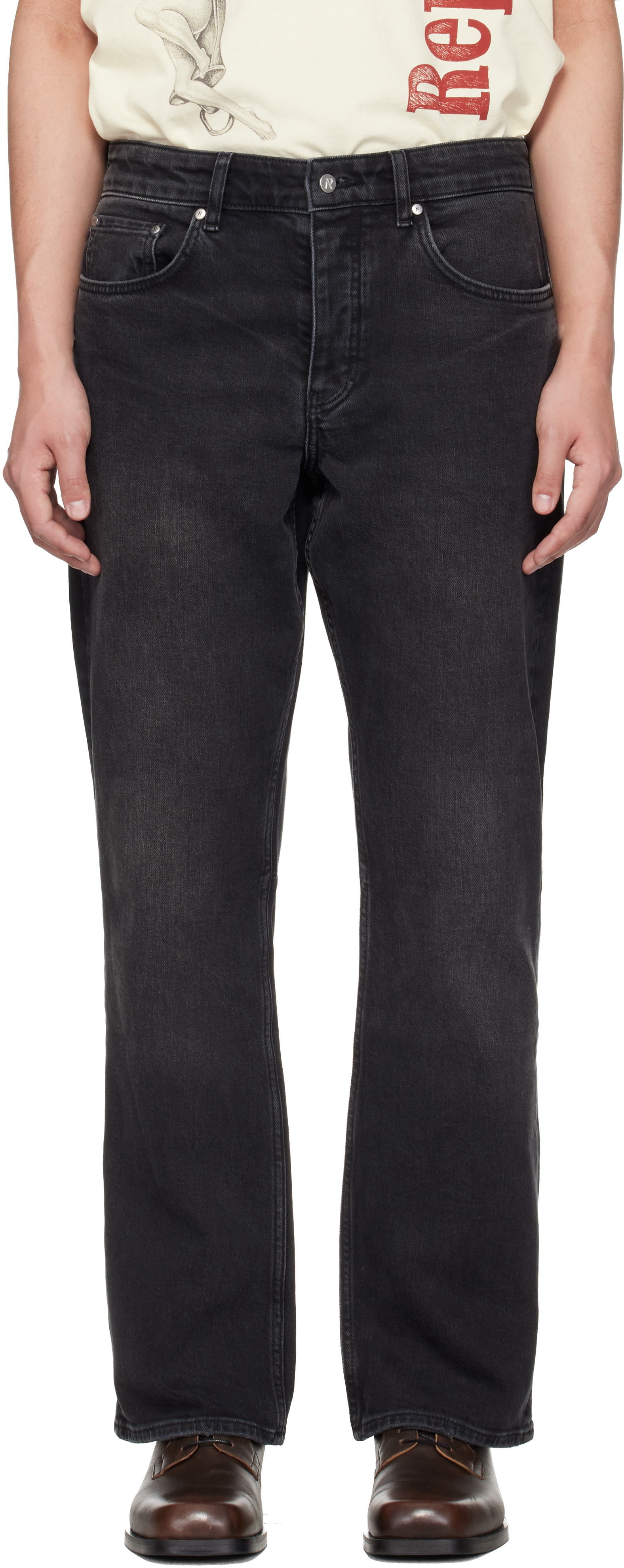 Represent Black Kick Flare Jeans