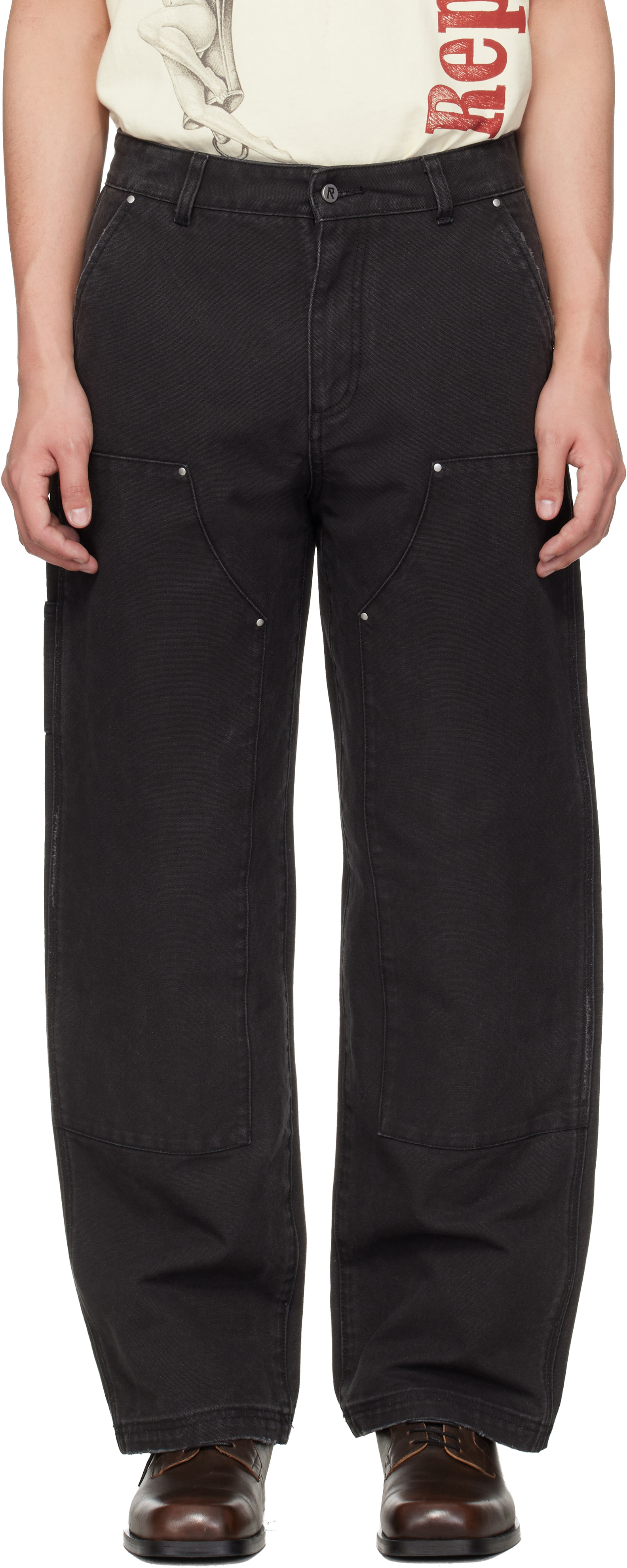 Represent Black Heaton Workwear Trousers