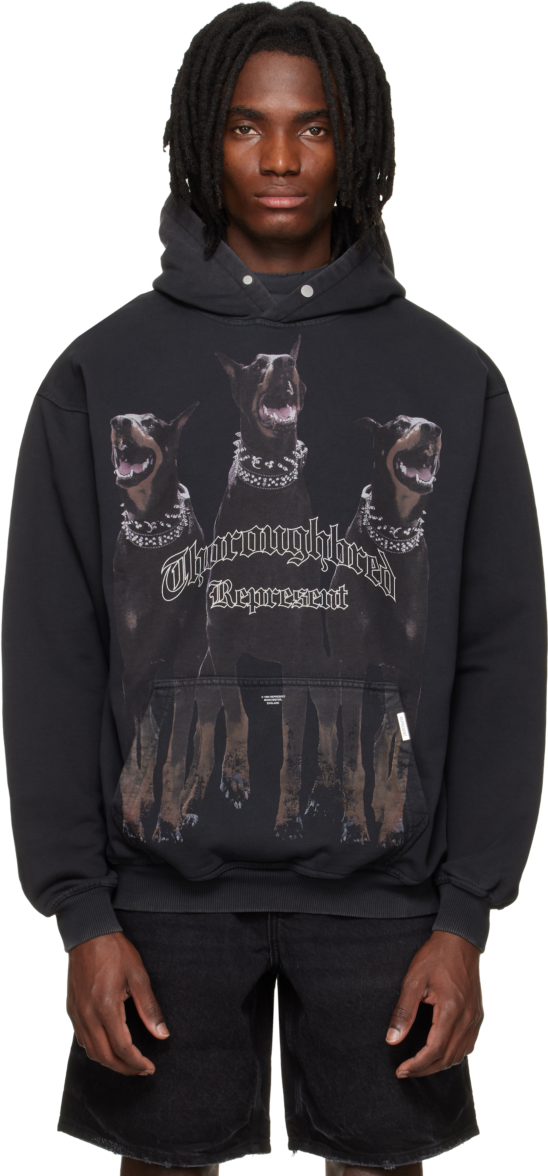 Black 'Thoroughbred' Hoodie by Represent on Sale