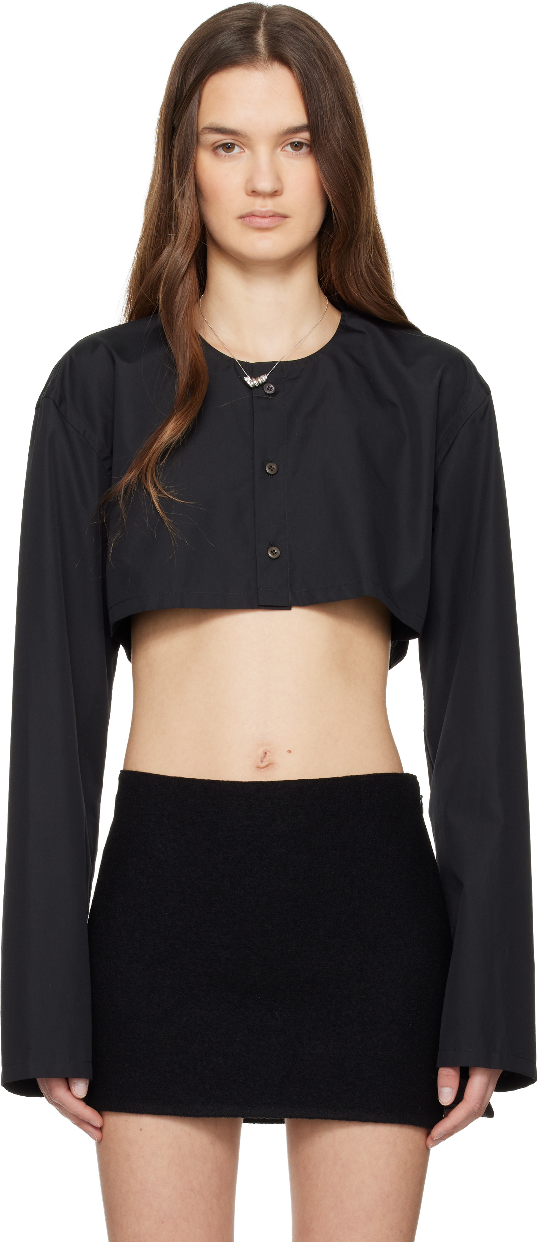 Rier: Black Mini Shirt | SSENSE 日本