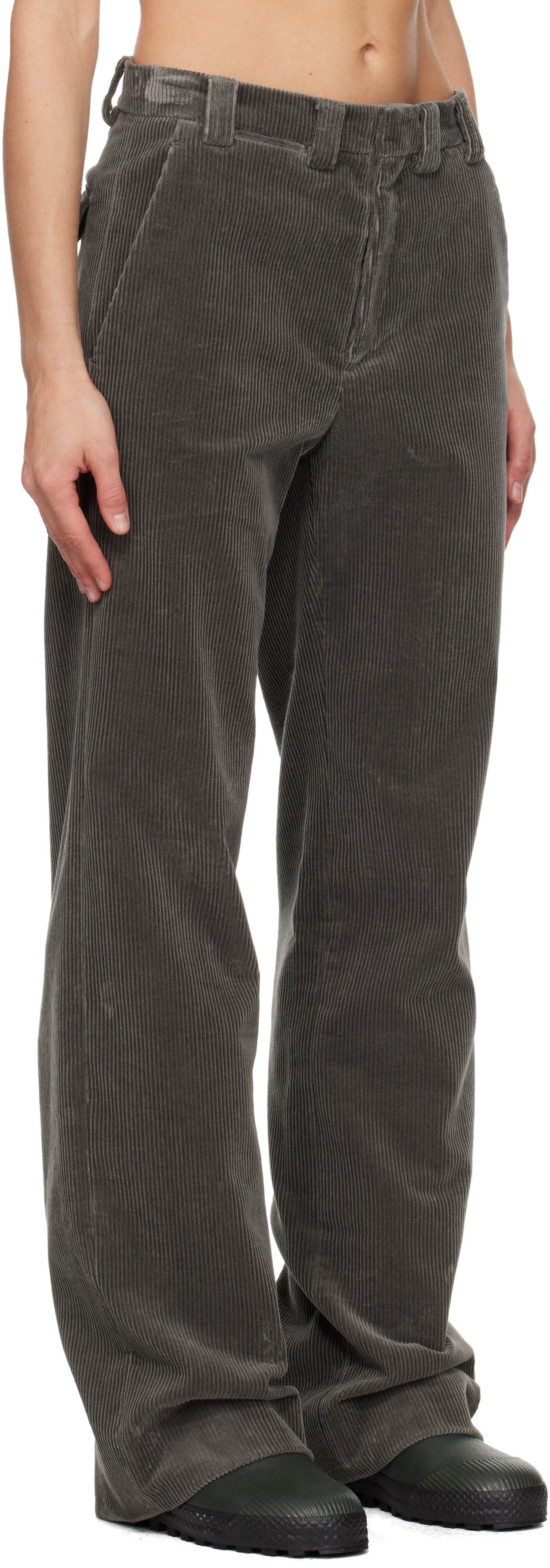 Rier Ssense Exclusive Gray Corduroy Trousers In Gray