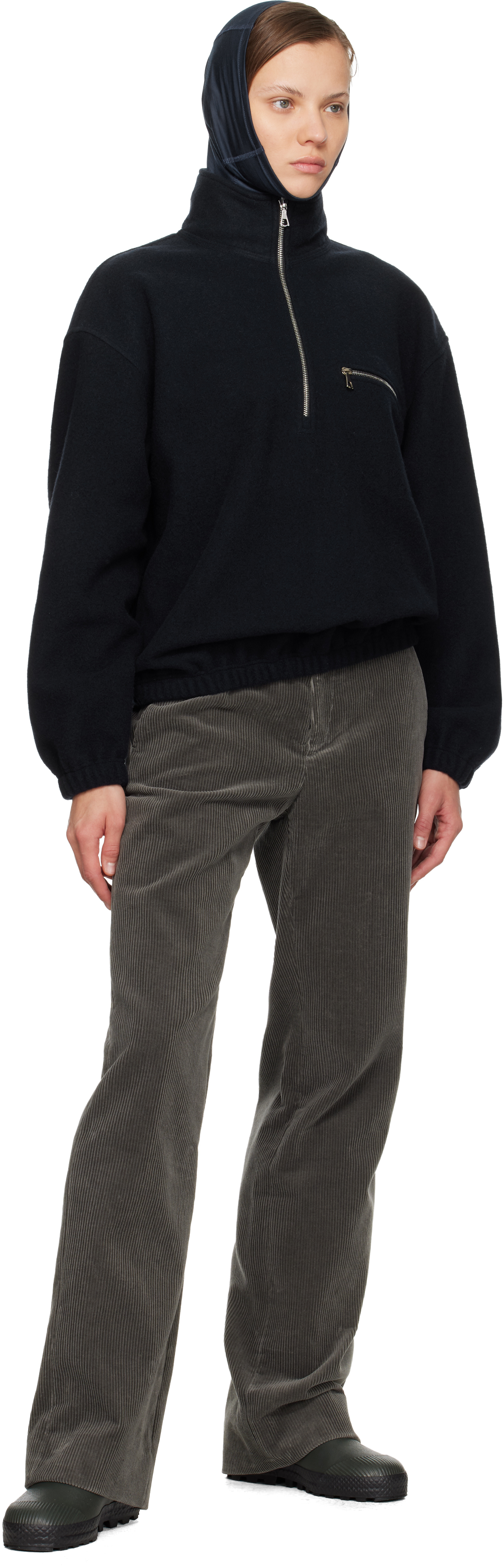 Rier Ssense Exclusive Navy Fleece Jacket In Brown