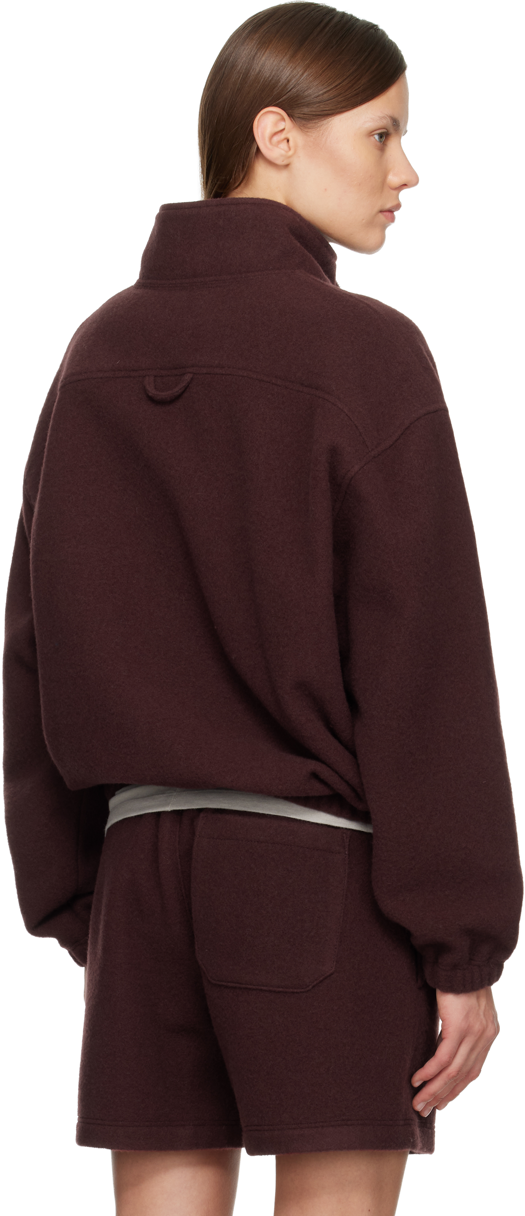 Rier Ssense Exclusive Burgundy Fleece Jacket In Burgundy