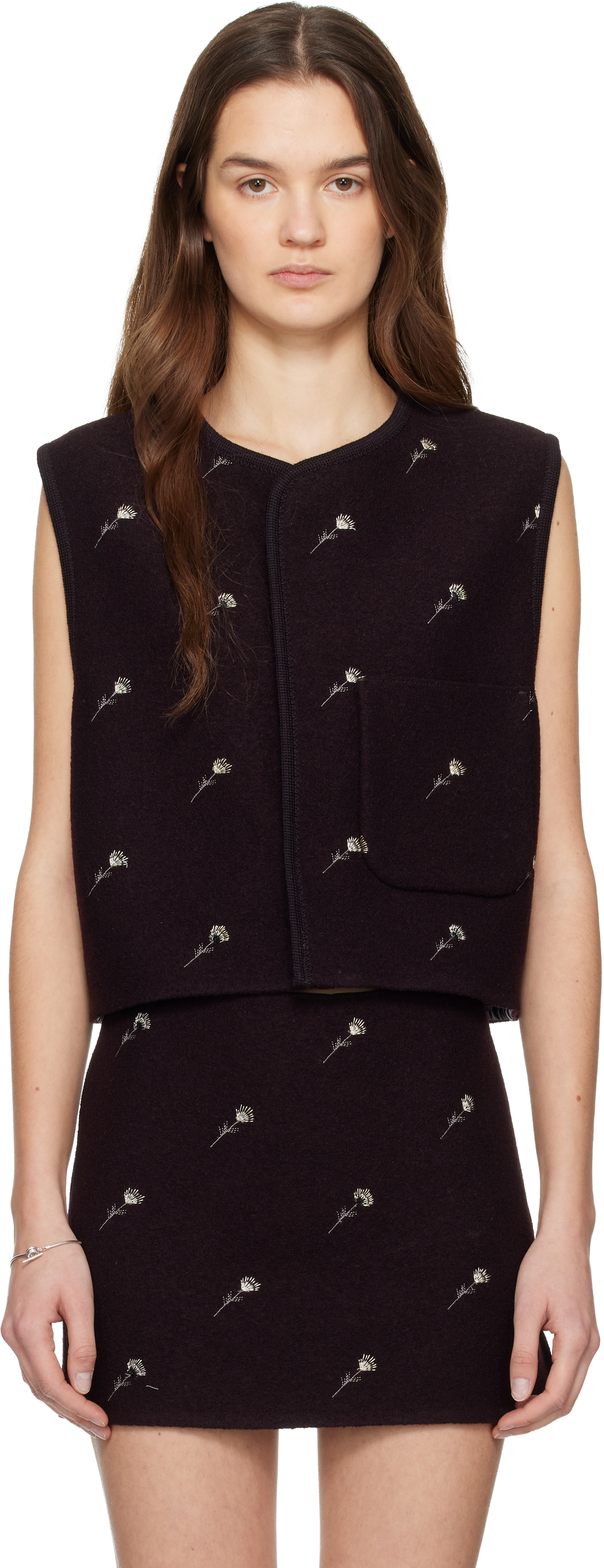 Rier: Purple Walker Flowers Vest | SSENSE